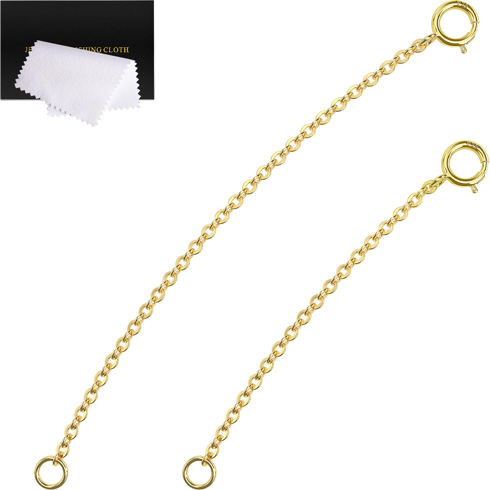 Gold Necklace Extender 14K, 925 Sterling Silver Necklace Extenders Gold Chain Bracelet Anklet Jewelry Extension for Women, 2 Piece Set (2, 3 Inches)