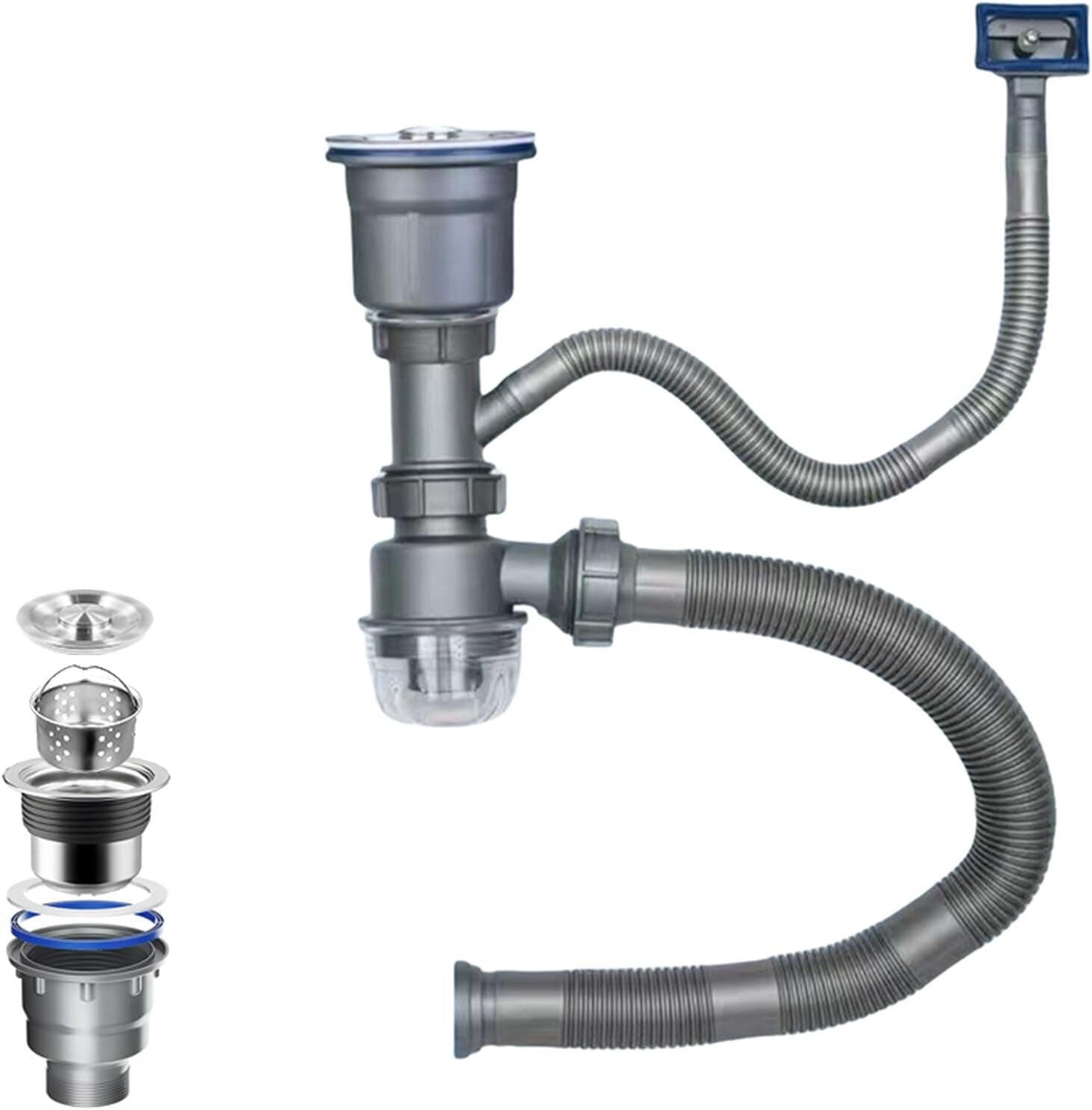 QruiLanTu Single Sink Kitchen Drainage Kit Space Saving Flexible Drain Pipe F...