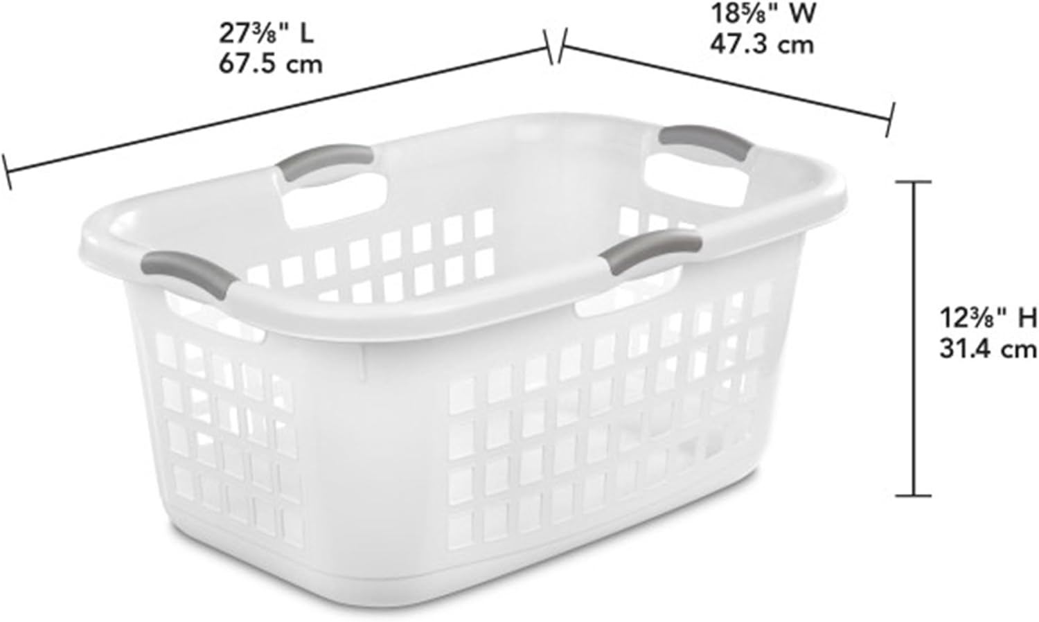 Sterilite 6 Pack Plastic Laundry Basket Clothes Hamper, 2 Bushel, Ultra, White