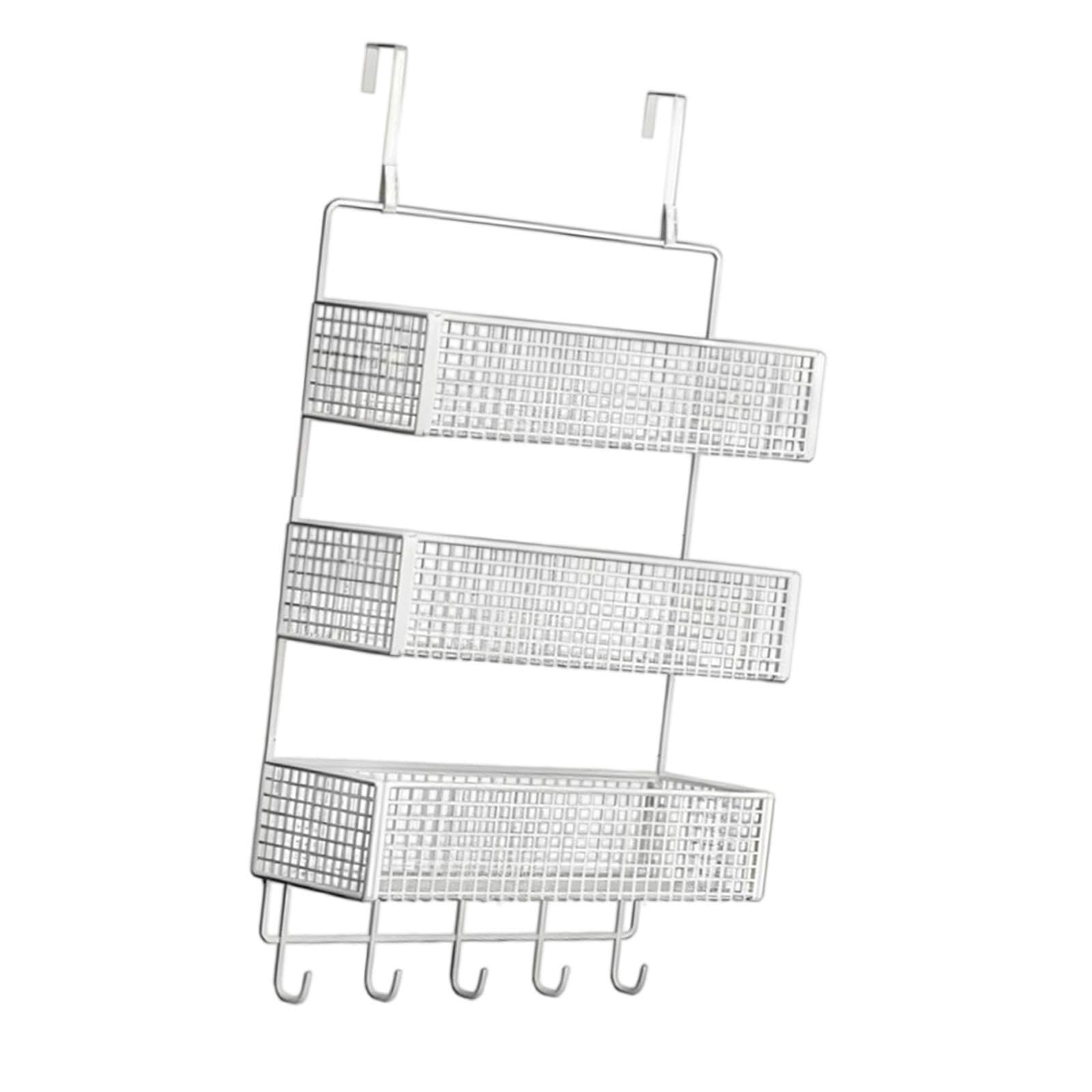 Organizador de Estantes para Colgar sobre La Puerta con Cesta de Alambre de Metal de Gran Capacidad, L White, tal como se describe