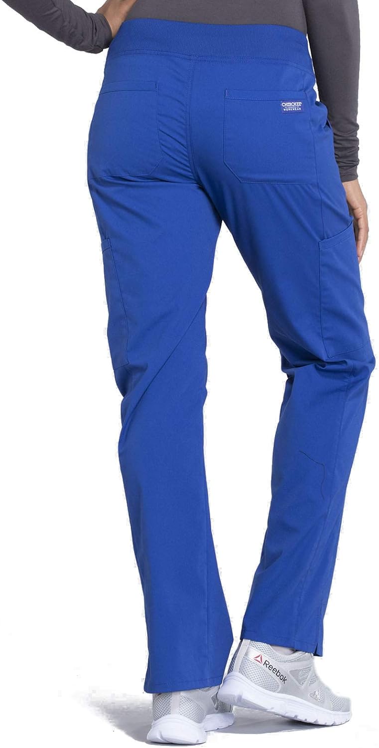 Cherokee Women Scrub Set Modern Fit 3 Pocket V-Neck Top WW665 with 6 Pocket Mid Rise Straight Leg Pants WW170 - Image 5