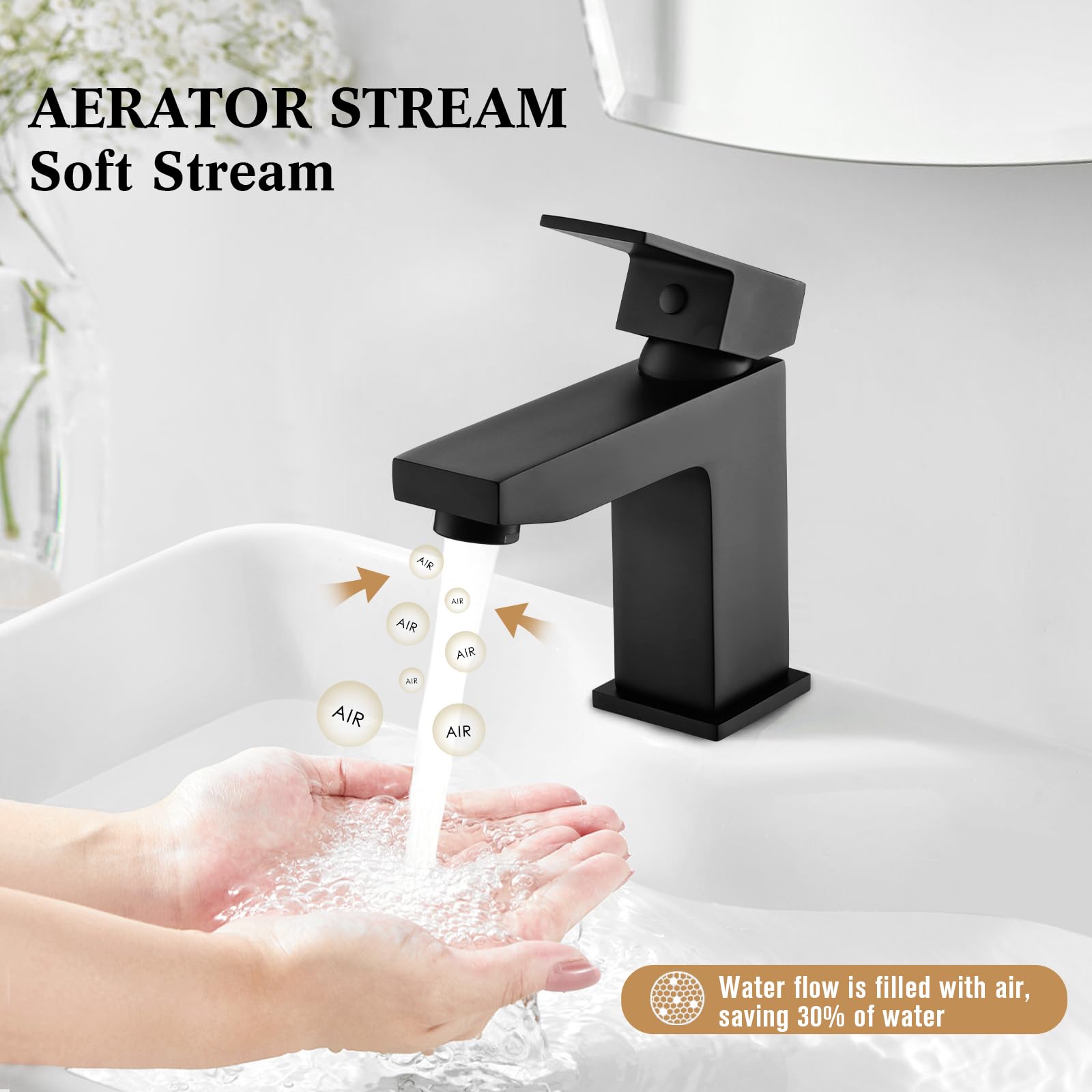 Bathroom Sink Taps Black Basin Taps Mixers - Image 2
