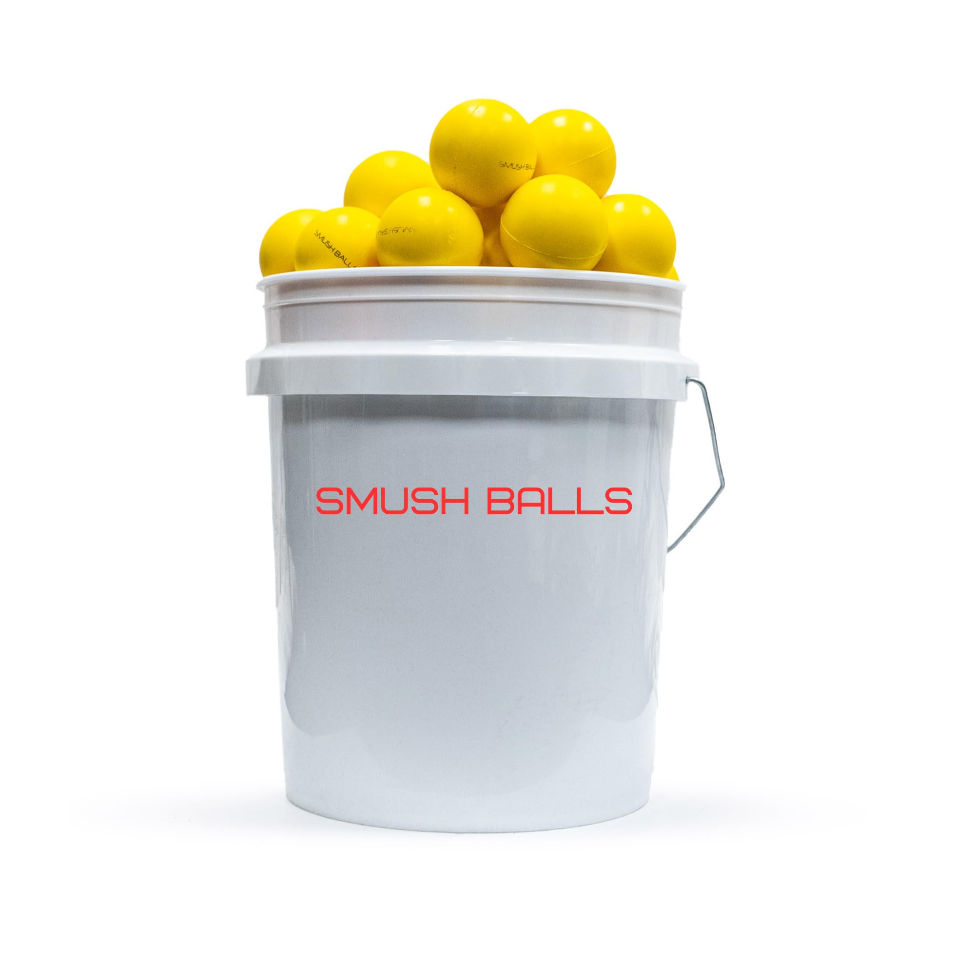 SMUSH BALLS Smushballs Bucket with Smushballs - The Ultimate Anywhere Batting Practice Baseball w/Lid (Yellow, Bucket w/ 12 Yellow)