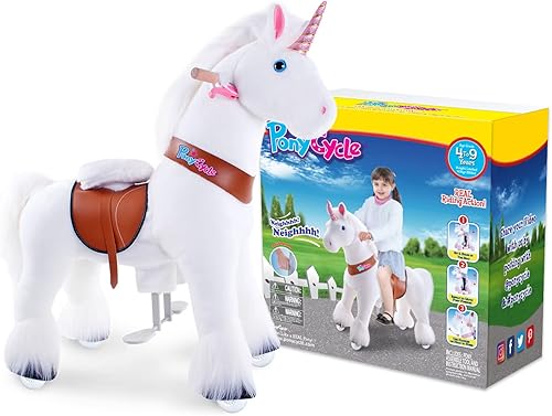 Miniatura 32 de PonyCycle Caballo para montar en caballo para niños de 4 a 7 años, caballos grandes, juguetes para montar en poni (36 pulgadas de altura/tamaño 4)