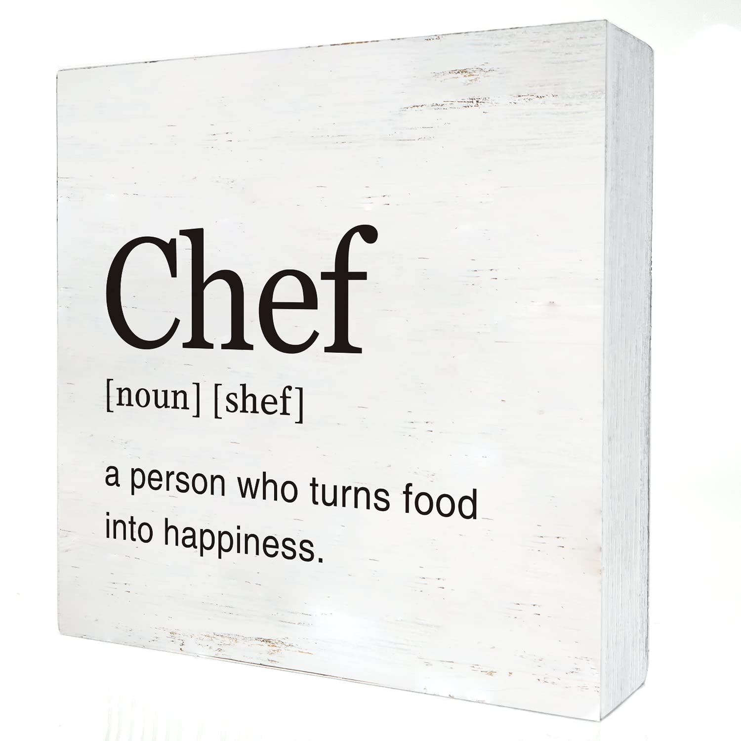HDKY Chef Definition Wood Box Sign Home Kitchen Decor Modern Chef Gift Wooden Box Sign Block Plaque for Wall Tabletop Desk Decoration