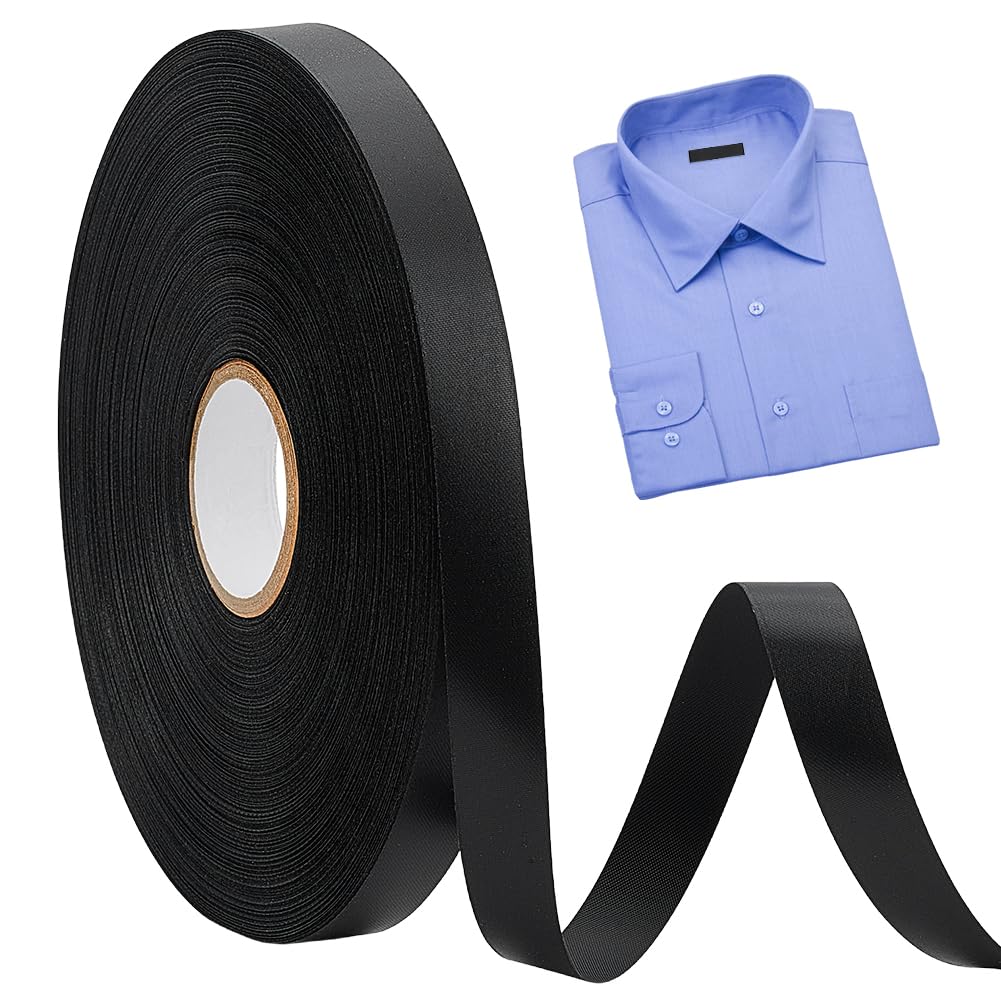 BENECREAT 656ft/200m Name Tags Blank Polyester Ribbon, 0.63 Inch/1.6cm Blank Sewing Cloth Labels for Home, School & Laundry Use, Crafts Decoration, Black
