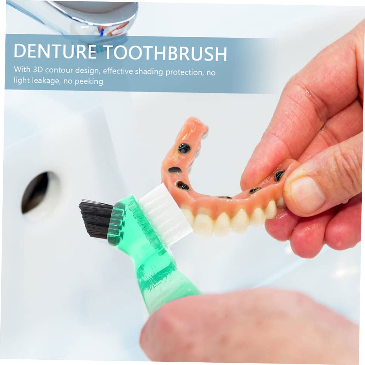 GANAZONO Spazzola per Pulizia Dentiera Multifunzionale Mini Portatile 3 Pezzi in Plastico Pp per Orale Casa e Viaggio