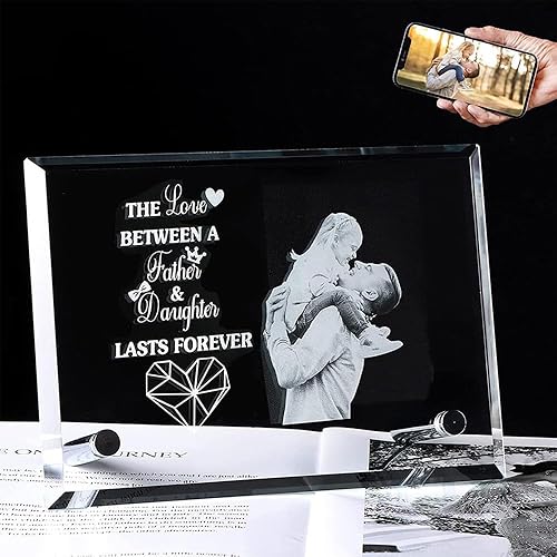 Vista 5 de Marco de fotos de cristal personalizado, marco de fotos de cristal láser personalizado, regalo único para cumpleaños, boda, aniversario (transversal)