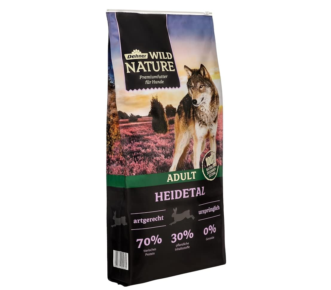Dehner Wild Nature Hundefutter Heidetal, Trockenfutter getreidefrei / zuckerfrei, für ausgewachsene Hunde, Kaninchen, 12 kg