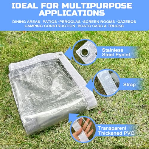 Petite couverture en plastique transparent avec œillets bâche robuste 2,1x2,7m