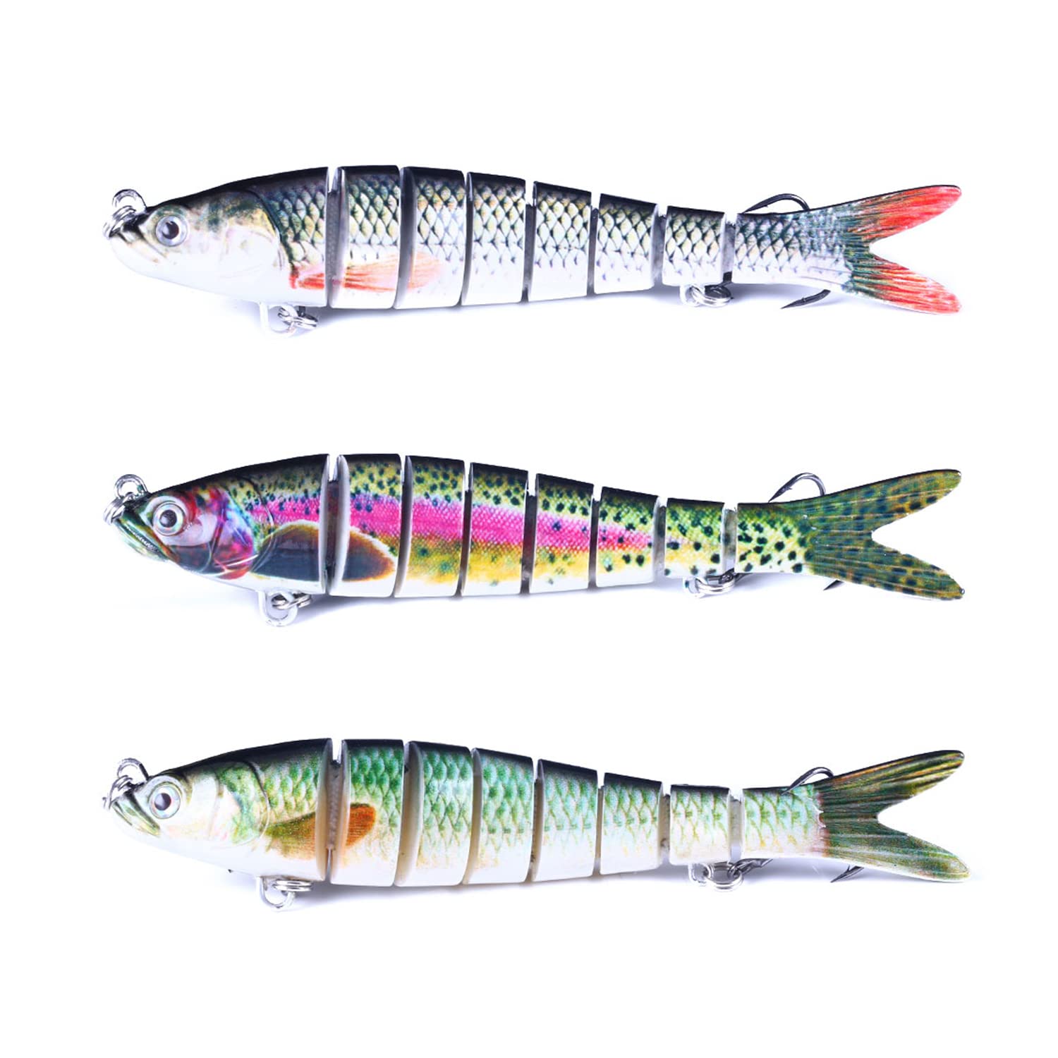 Atibin Señuelo de pesca multiarticulado para lubina, cebo de natación de hundimiento lento, señuelos de pesca de agua salada biónica de agua dulce realista de agua superior