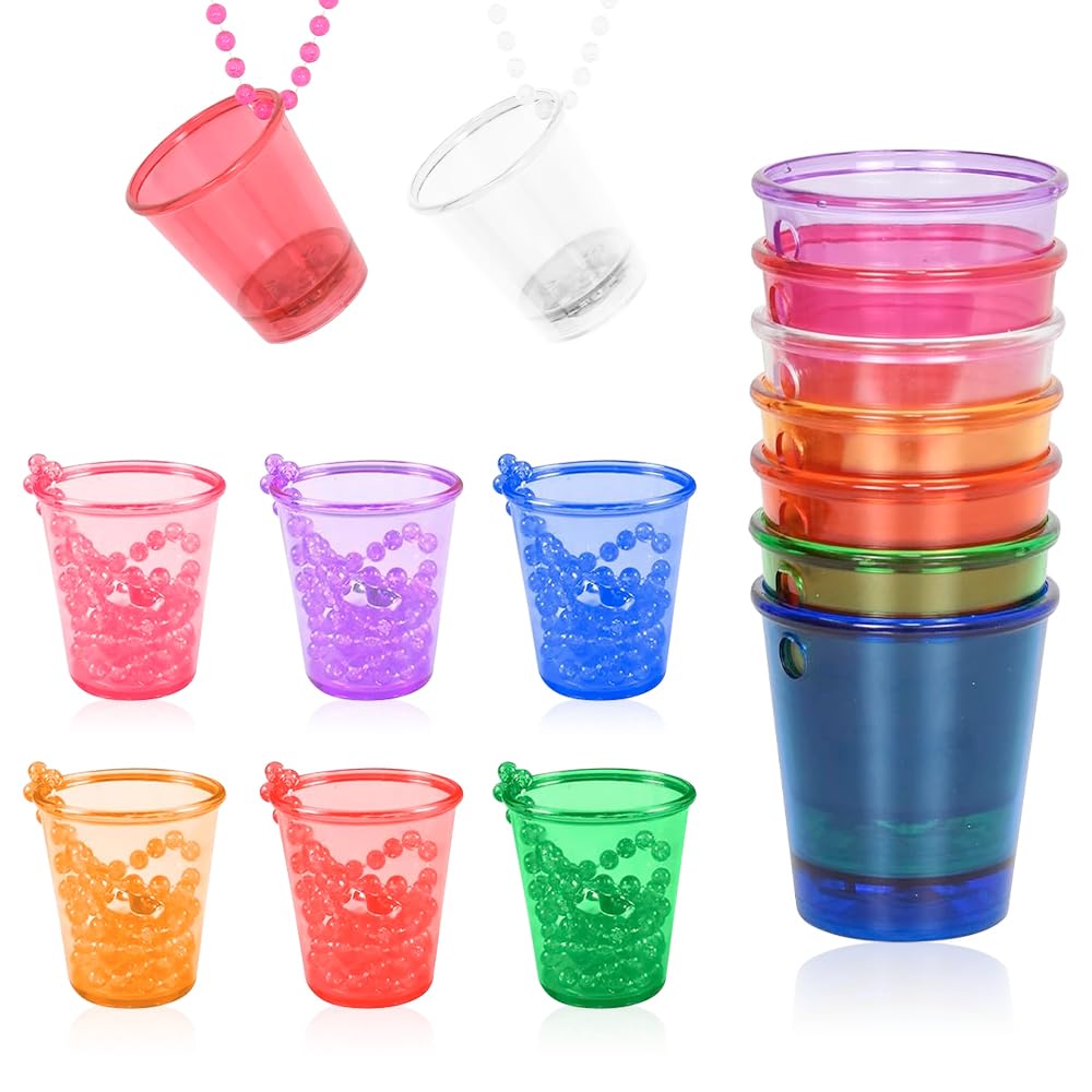 mizikuu Vasos de Chupito con Cadena, 7 piezas Tazas de brillantes para Novia Vasos de Chupito Jga Boda Decoraciones para Despedida de Soltero,Collare para Mujer, Feste de Despedida de Soltera