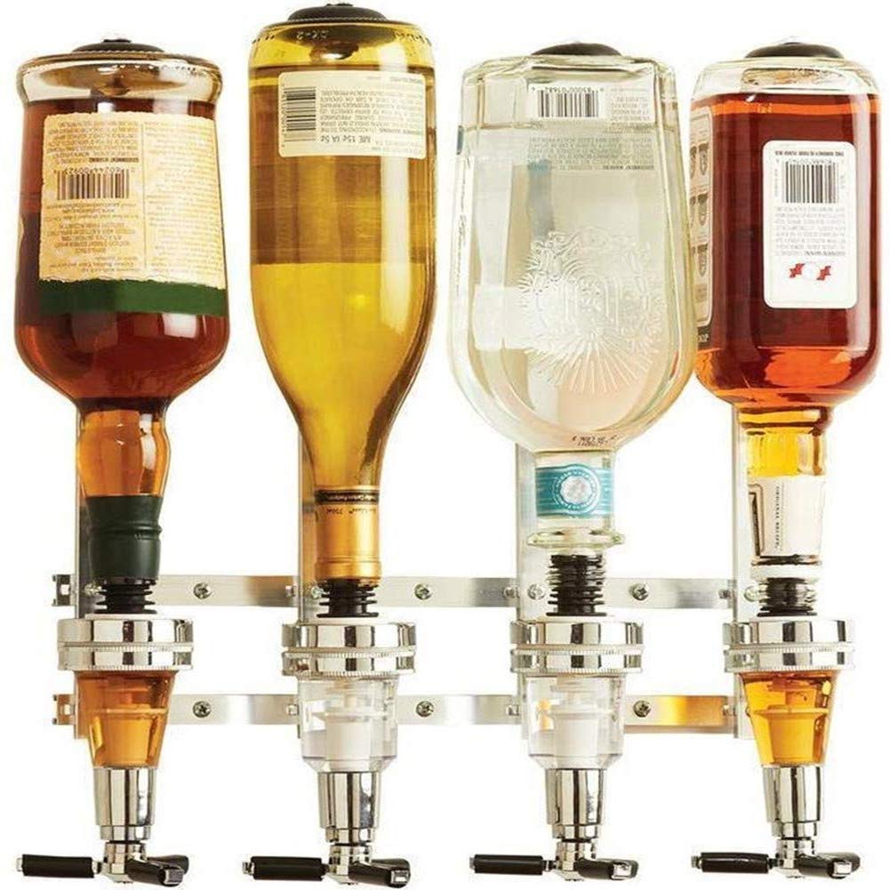 Dispensador de Bebidas Giratorio para Pared, Soporte para 4 Botellas de Licores, Montaje en Pared