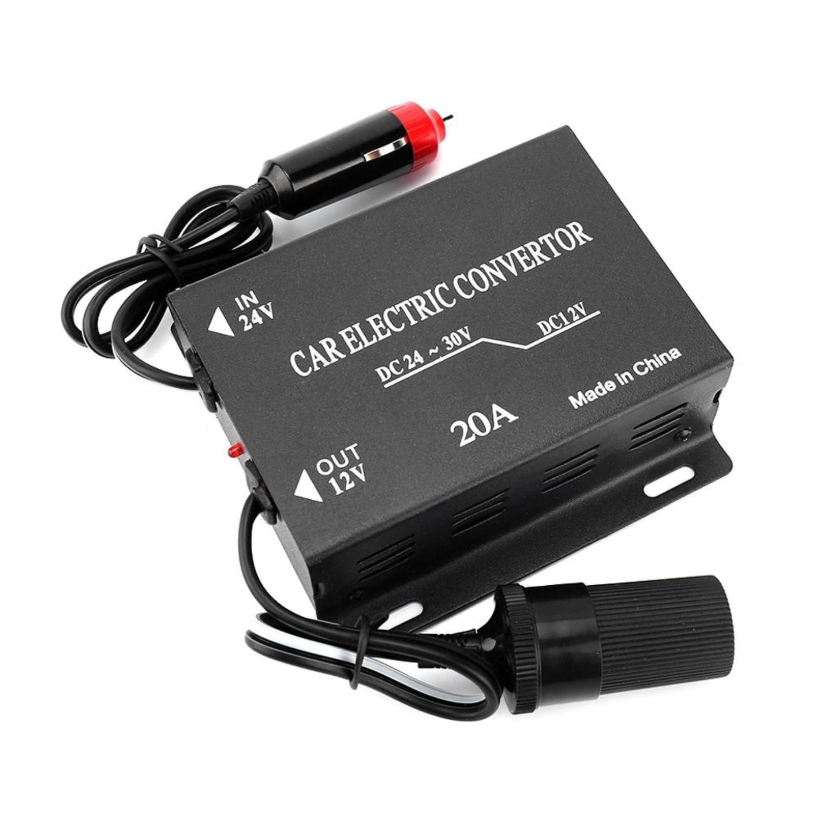 VOBOR Convertisseur de Puissance, 240W DC 24V à 12V Convertisseur d'alimentation Voiture, 20A Onduleur Transformateur avec Allume Cigare Prise Electrique