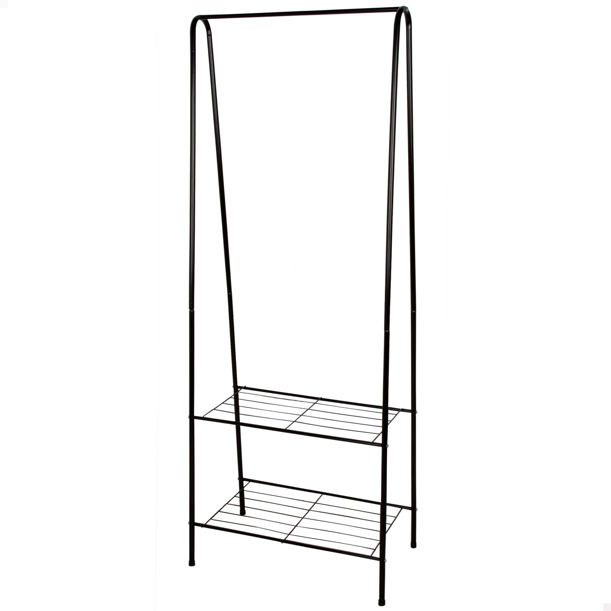 AKTIVE MAX Home Perchero de Ropa 60x35x151, Peso máximo soportado 15 kg, con Dos baldas para Zapatos, Accesorios, Almacenaje (18810)