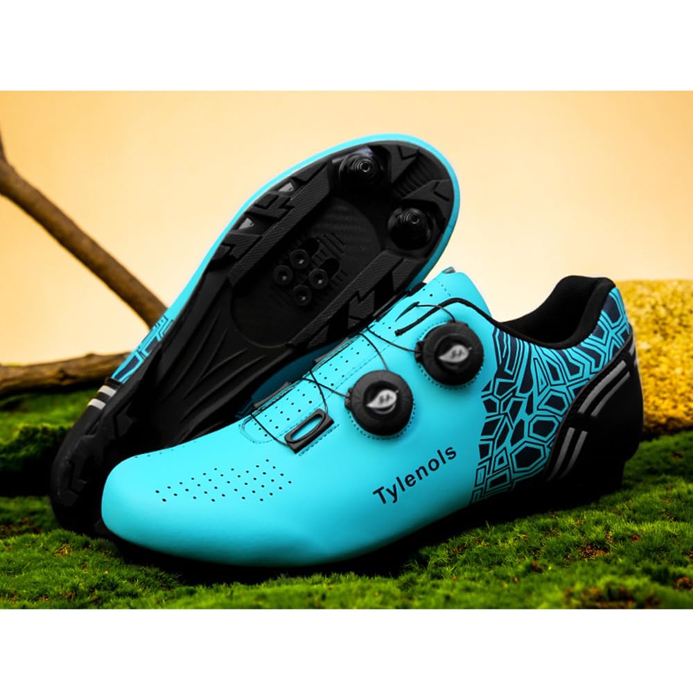ENEN Zapatillas de Ciclismo para Hombre Mujer, MTB Zapatos Bicicleta de Montaña Compatibles con Look SPD Lock, Azul Negro Gris Rosa Unisex Zapatillas de Bicicleta de Montaña