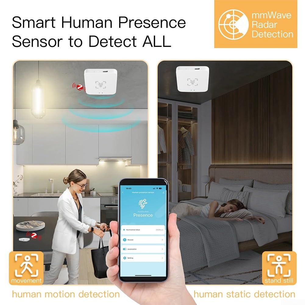 Détecteur de mouvement respiratoire humain, capteur de présence humaine intelligent, capteur de détection de mouvement humain intelligent pour Tuya Wifi et pour Zigbee
