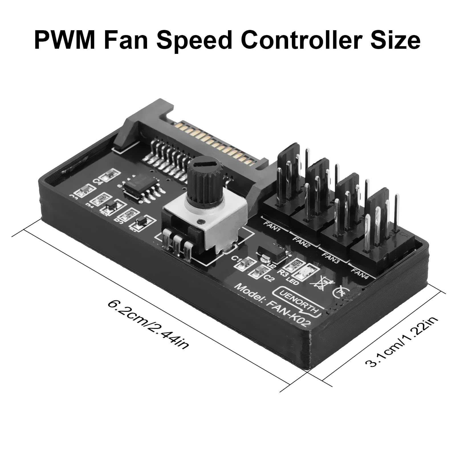 Controller Velocità Ventola PWM 12V – 2 Pezzi Con Alimentazione SATA, 6 Uscite 4 Pin, Potenza Totale 60W 5A
