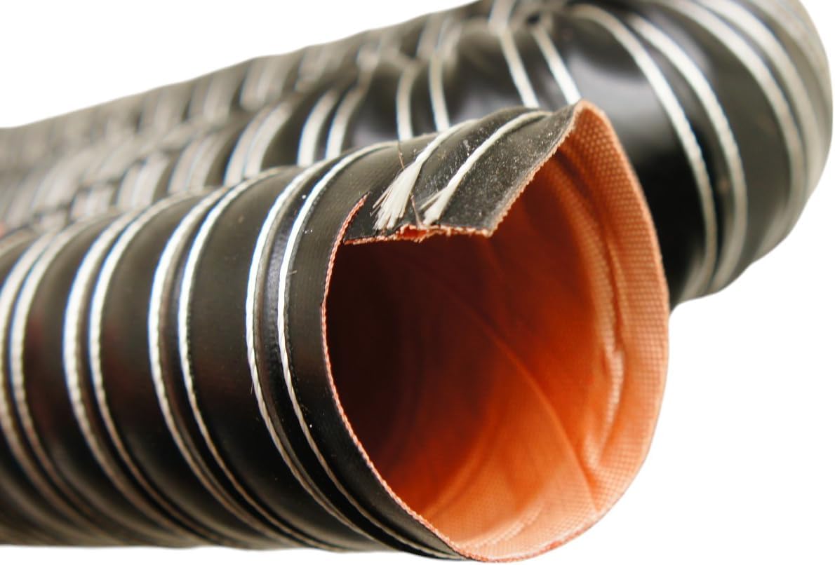 Autobahn88 Automotive SCAT Flex Duct (Silicone-Impregnated Fiberglass, Steel Wire Reinforced) - for Intake, Cooling, HVAC Routing, Inner Diameter 76mm (3"), Length 2 Meter (6 Feet) (Black)