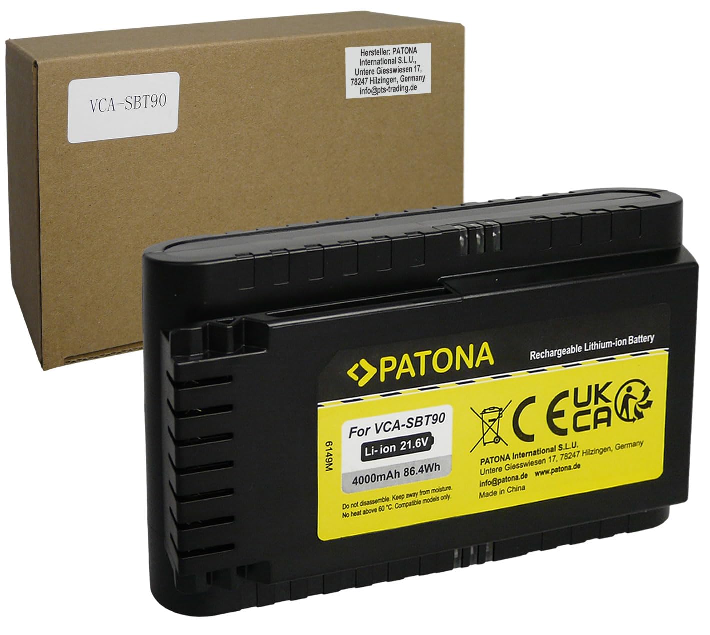 PATONA Batteria 21,6V 4000mAh per Samsung Powerstick Jet – sostituisce VCA-SBT90 – per Jet 75, Jet 90, Jet 90E, VS9000, VS20R9074S2, VS20T7551P5 – pulizie complete senza ricariche intermedie