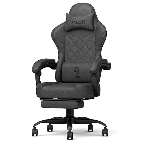 PZDO Gaming Chairs for Adults, Ergonomic Gaming Chair Computer Chair with Footrest, Chaise Gamer Reclining Pc Chair, Gaming Chair with Headrest and Lumbar Support, Teens Kids, 350 lbs(Black) - Black-new