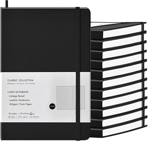 Miniatura 10 de Coopay Paquete de 12 cuadernos B5, cuadernos de composición con rayas universitarias, diarios clásicos de tapa dura para oficina, hogar, escuela,