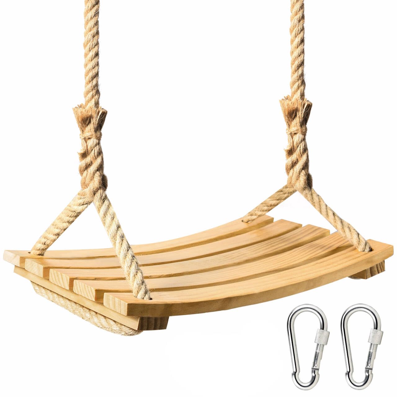 Herefu Columpio de Jardín para Niños e Adultos, Columpio de Madera Exterior Ajustable, Columpio Infantil Impermeable Exterior Madera, Asiento de Columpio de Madera Arbol por Jardín, Patio