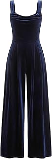 Velvet Jumpsuit Wide Leg Elegant Women's Party Casual Dressy Outfit Date...