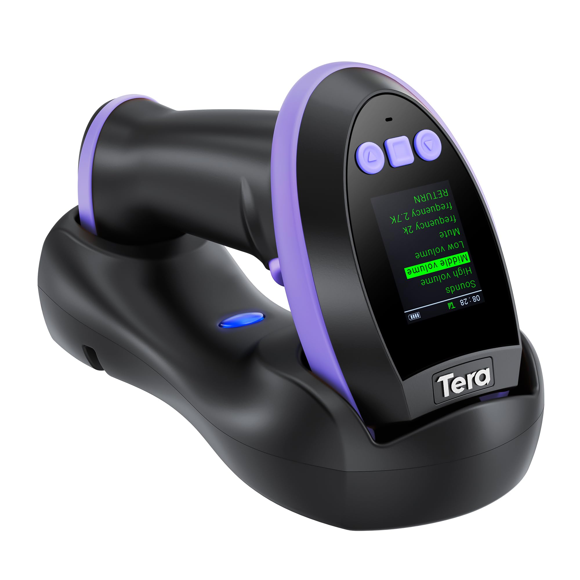 Tera Barcode Scanner 2D Wireless with Screen: Charging Cradle HW0009 Purple