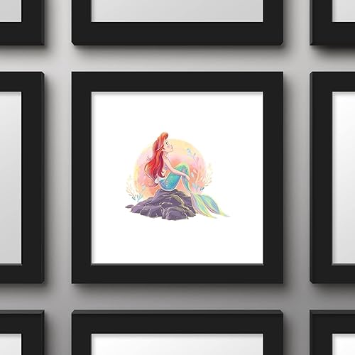 Miniatura 2 de Trends International Gallery Pops Disney La Sirenita - Arte de pared de acuarela Ariel, versión enmarcada negra, 12 x 12 pulgadas