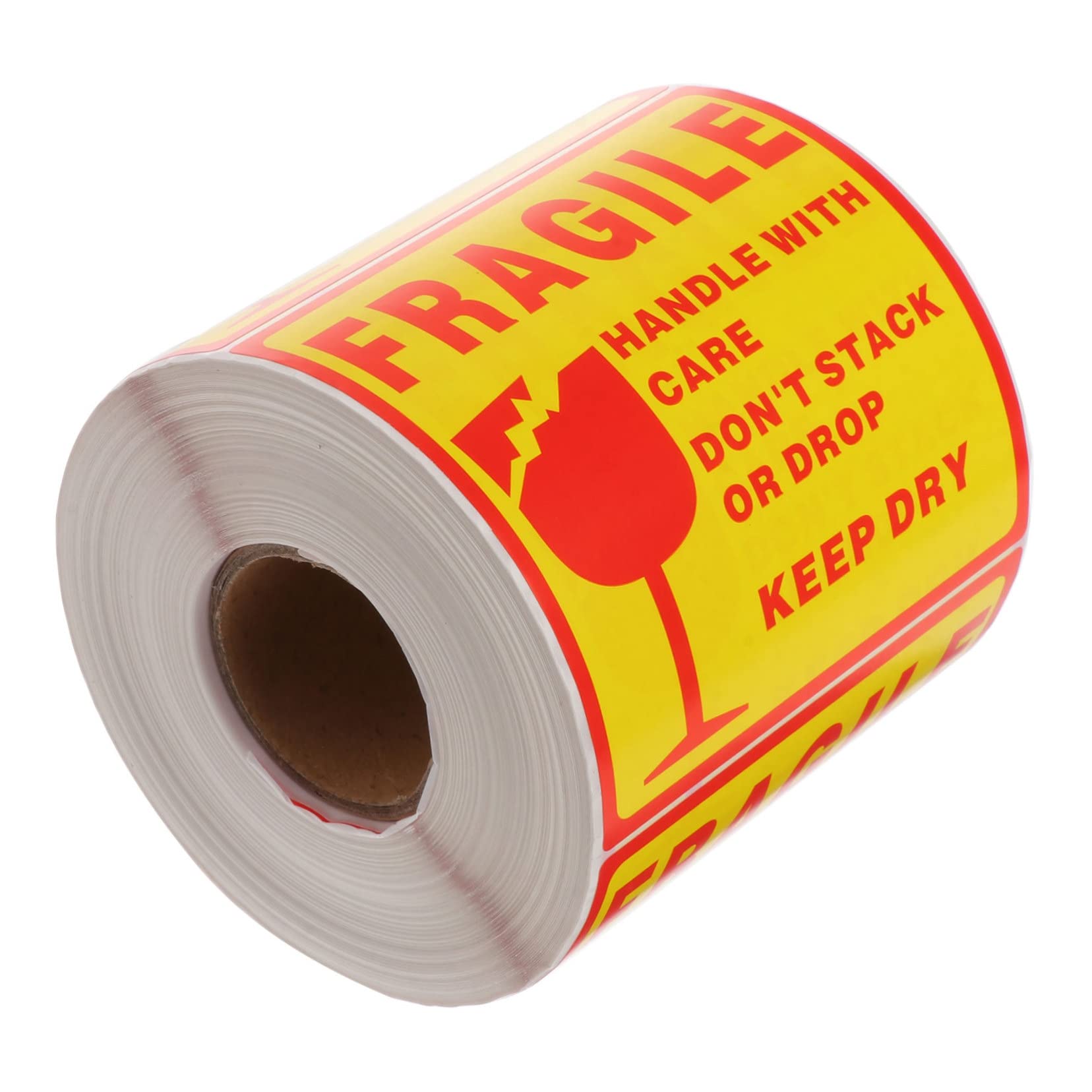 Mikikit Etichette Adesive Fragili Rosso Giallo Warning Sticker Autoadesive per Confezionamento e Spedizione Etichette Pacchi Fragili Facili da Applicare per Cura e Protezione