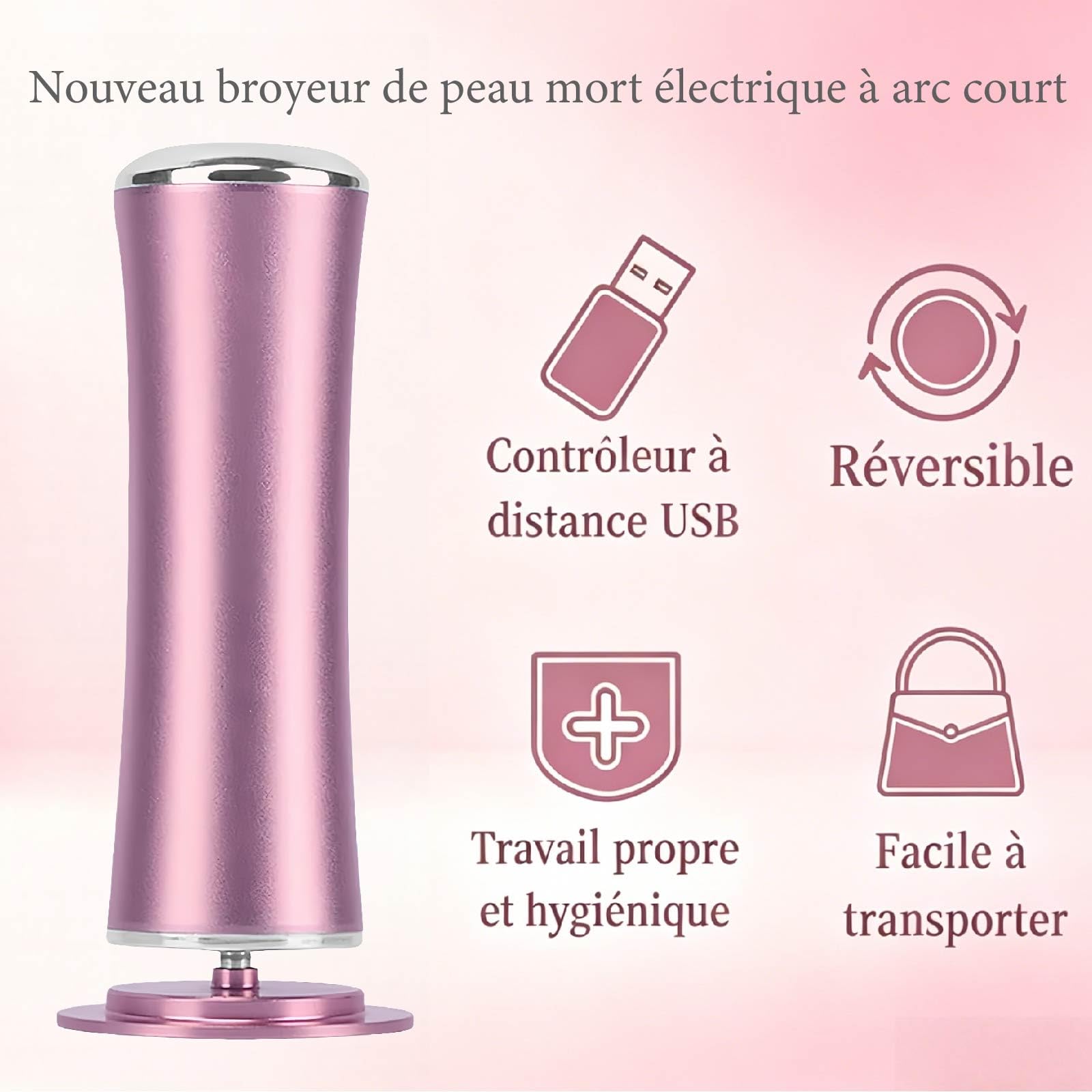 Mielle Glow Pied- Ponceuse Electrique Professionnelle pour Soin des Pieds, Kit Beauté Exfoliant pour Peaux Mortes, Squameuses et Gercées - Comprend 60 Tampons Exfoliants de Rechange (Schwarz)