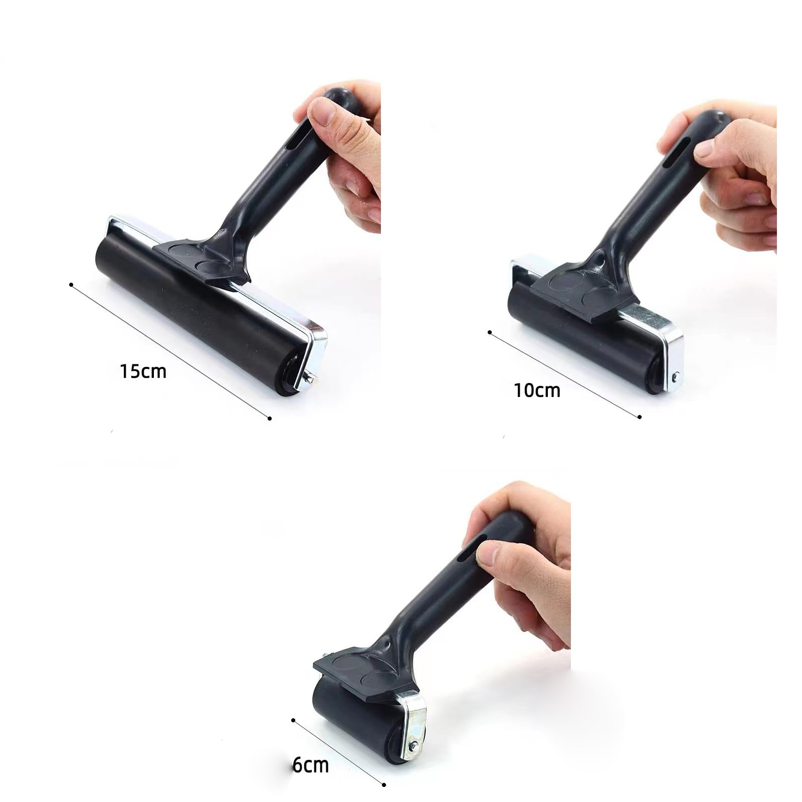 Vokowin 3PCS Soft Rubber Brayer Rollers for Crafting Brayer Rollers for Printmaking Brayer Tool Wallpaper Roller Brush Ink Applicator Art Oil Gel Printing Plate Painting Tool (6 cm10 cm15 cm)(K418-3) - Image 2