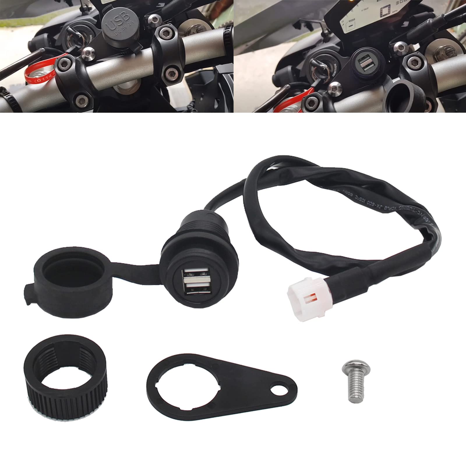 GRABLOOM for MT-09 SP-MT07 XSR700 XSR900-Tracer Dual-USB Charger-Plug Socket Adapter Motorcycle Mounting Double USB Charging Sock Xsr700 2018-2020