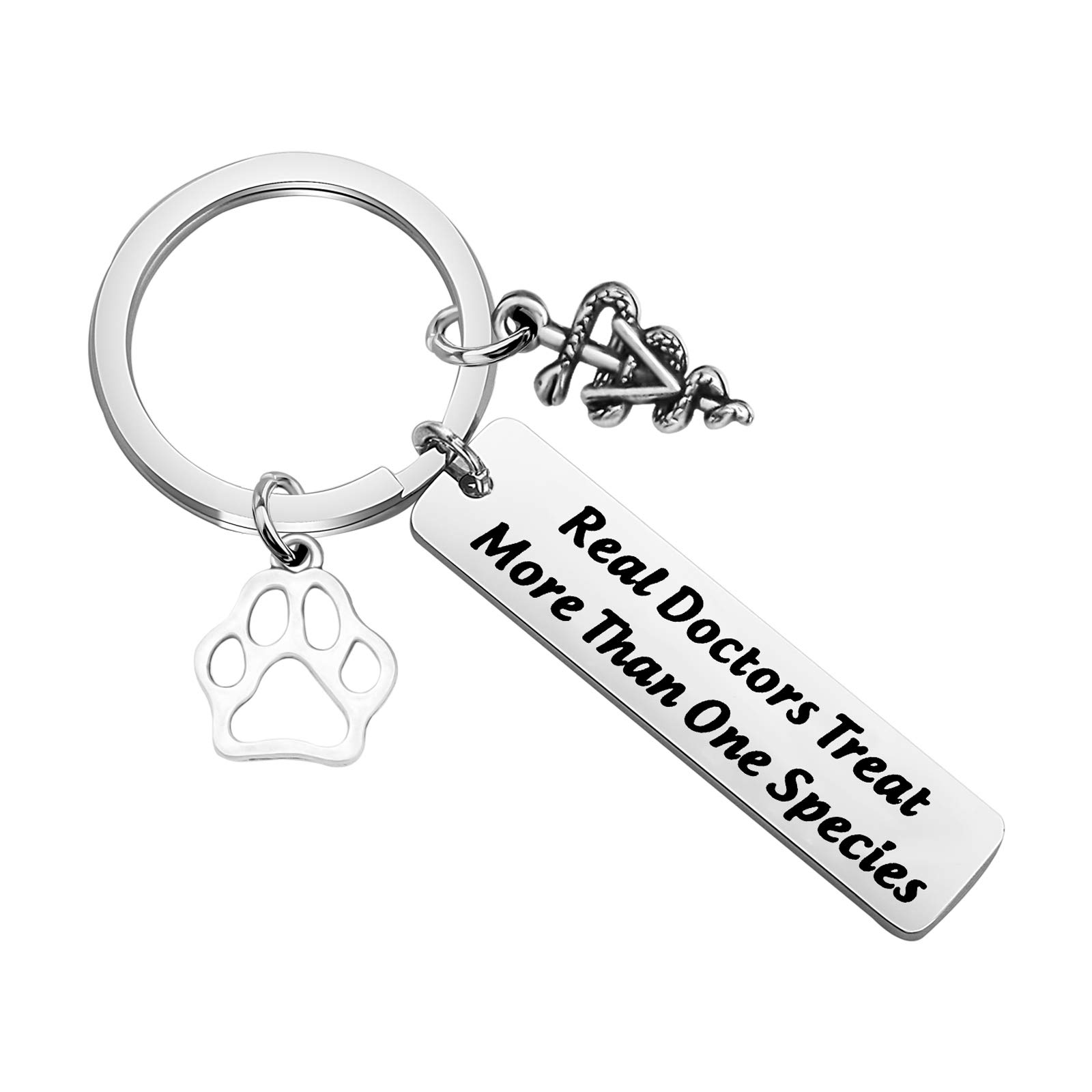 BLEOUK Veterinarian Gift Vet Tech Gift Veterinarian Graduation Gift Future Veterinarian Gift Vet Tech Keychain Real Doctors Treat More Than One Species Gift
