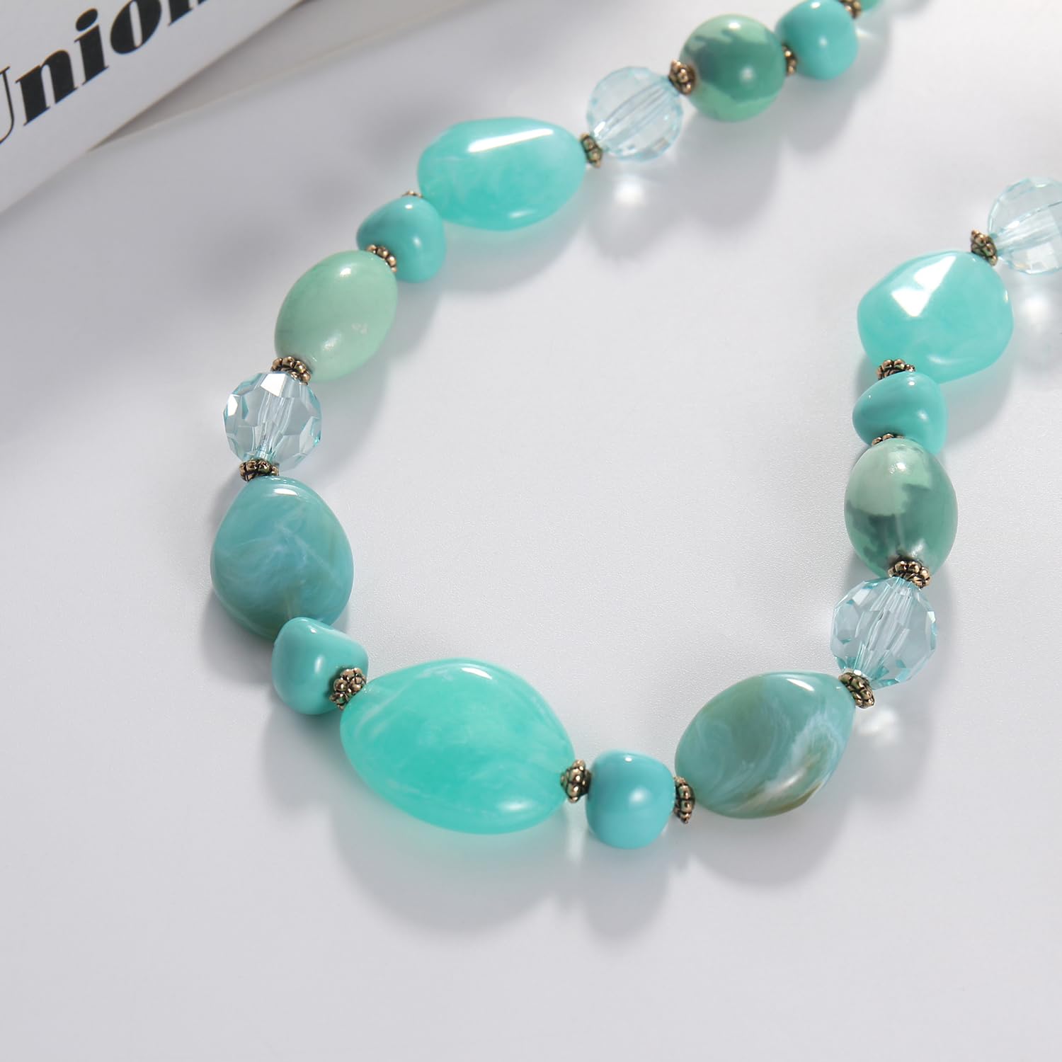 Bocar Collana lunga multistrato donna perline mano collana Chian regalo (NK-10349)