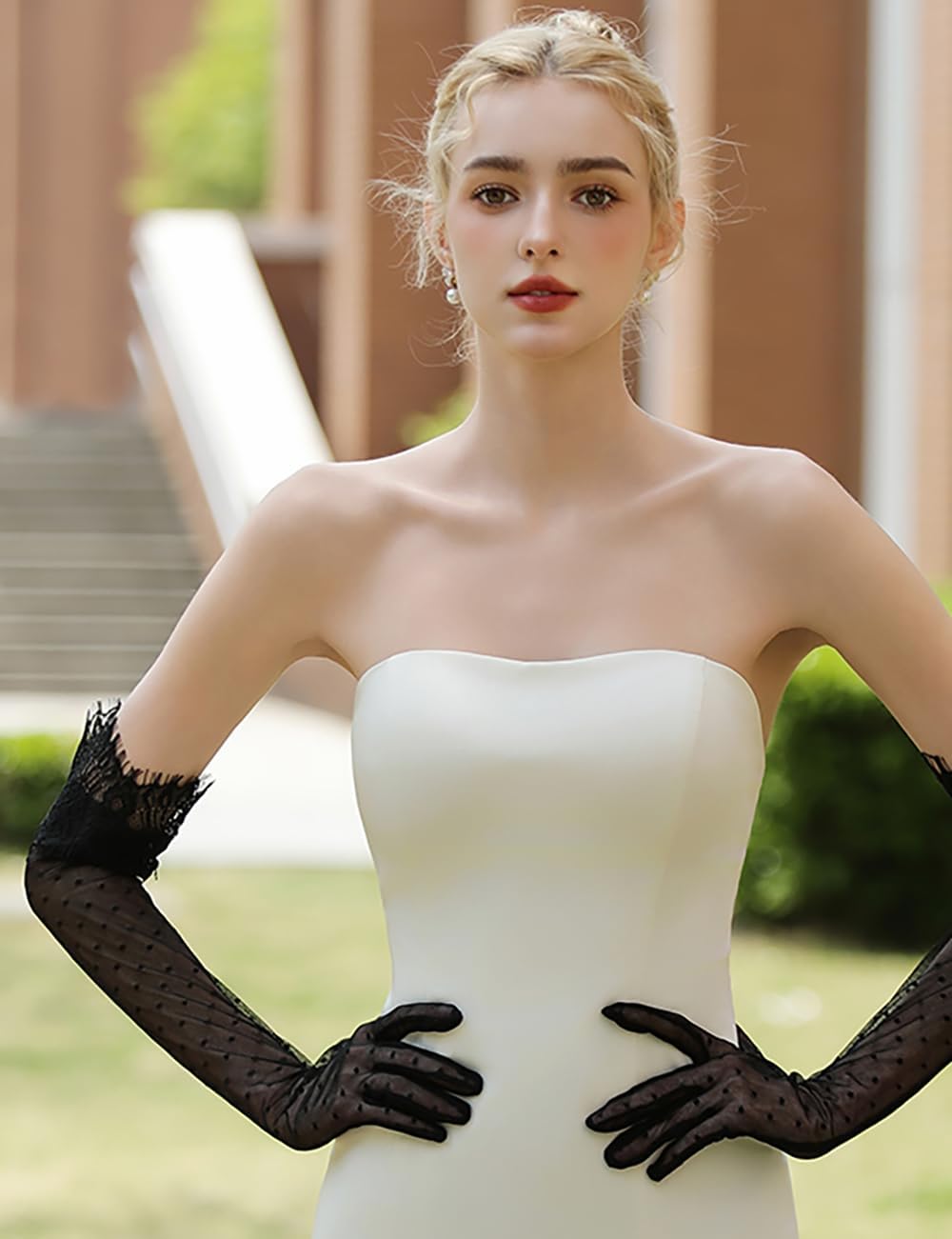 Women's Long Lace Gloves Gothic Lolita Long Opera Gloves for 1920s Christmas Costume Bridal Evening - Image 4