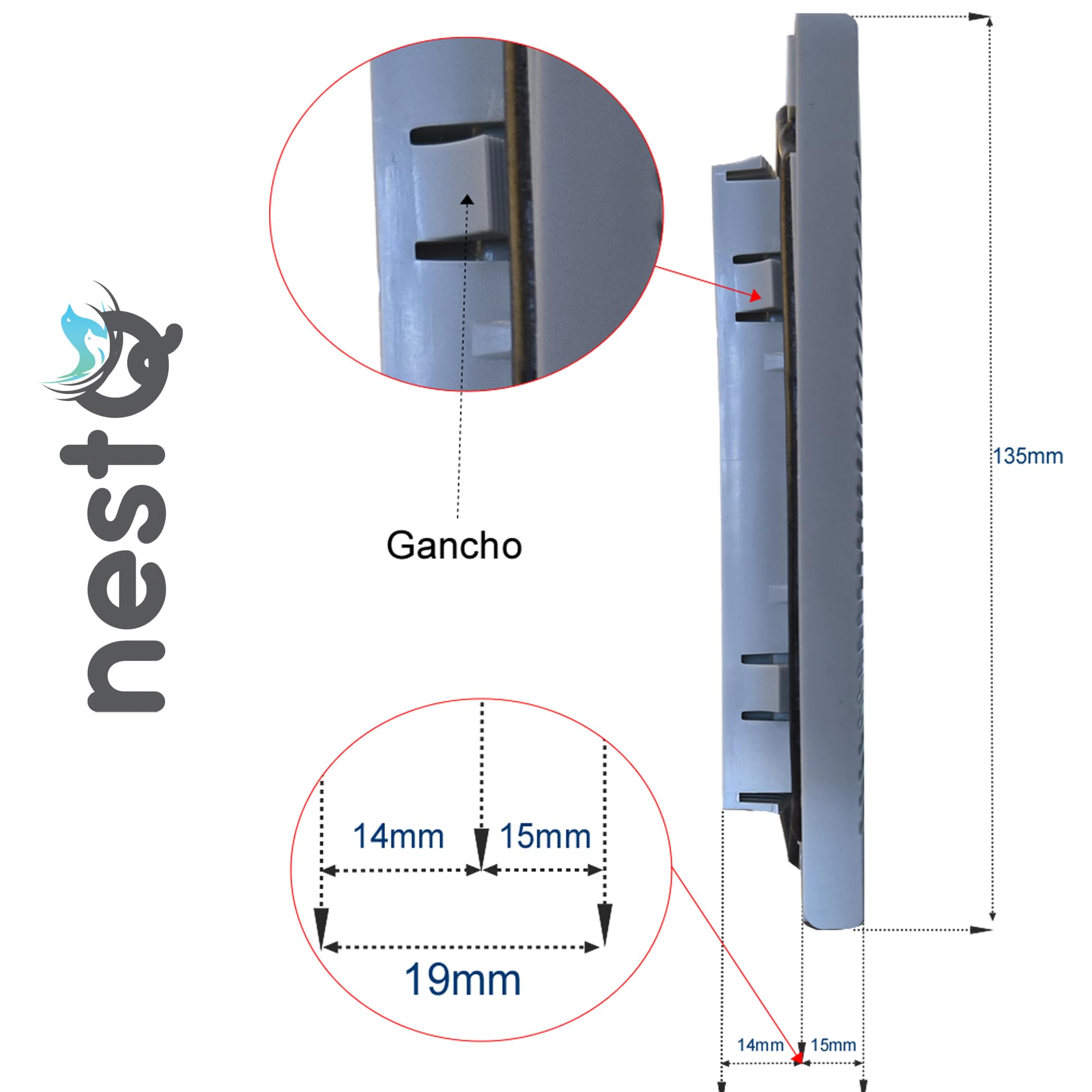 Griglia con filtro per ventola per protezione dalla polvere - ABS, dimensioni 156 x 156 mm, adatto per ventilatore 120 x 120 mm, colore grigio