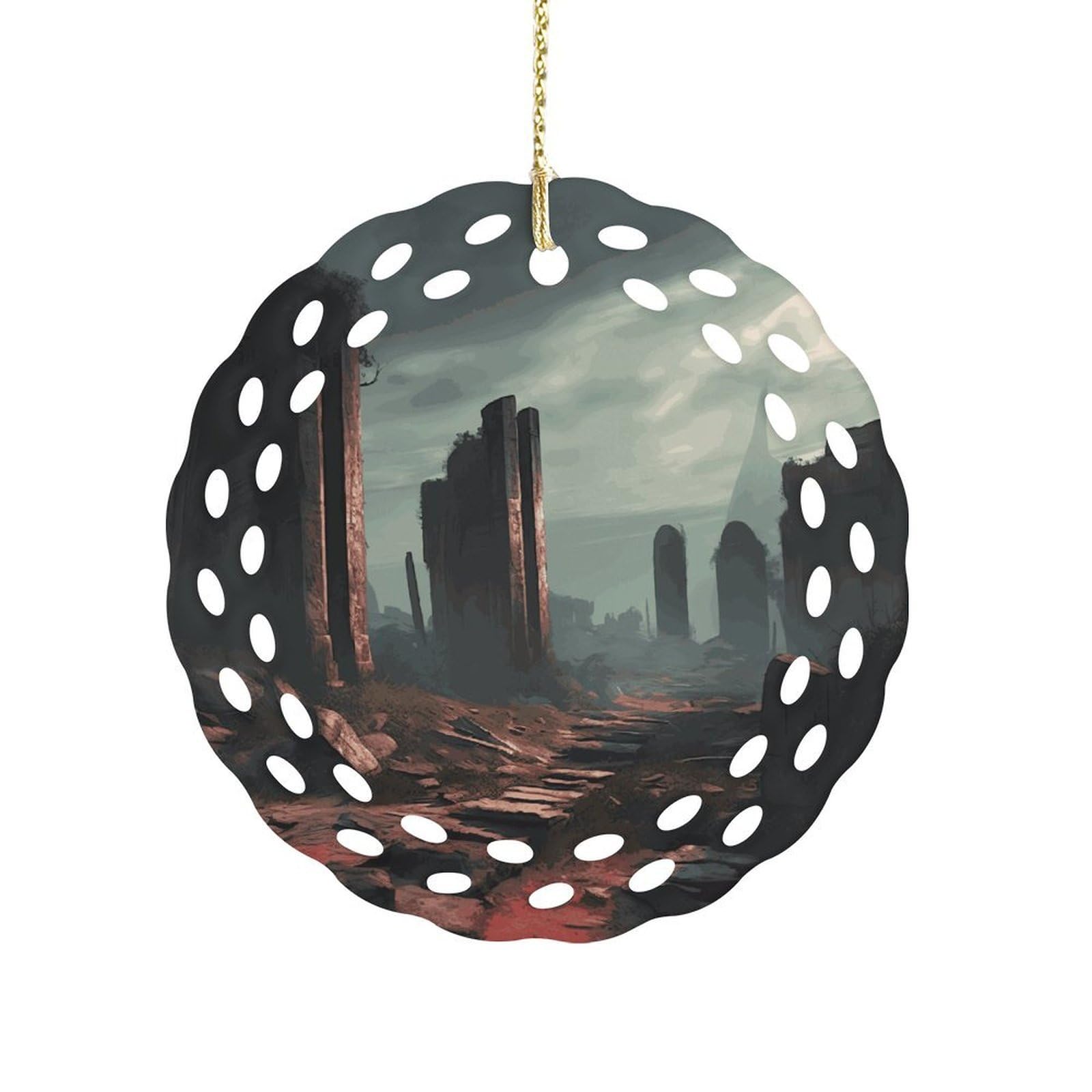 Wsoihfec Women's Style Ruins Hanging Ornament 3 Inch Round,1-Pack,Xmas Decor -Two-Sided Printed,Friend Ornament Gifts For Friends Coworker Sisters