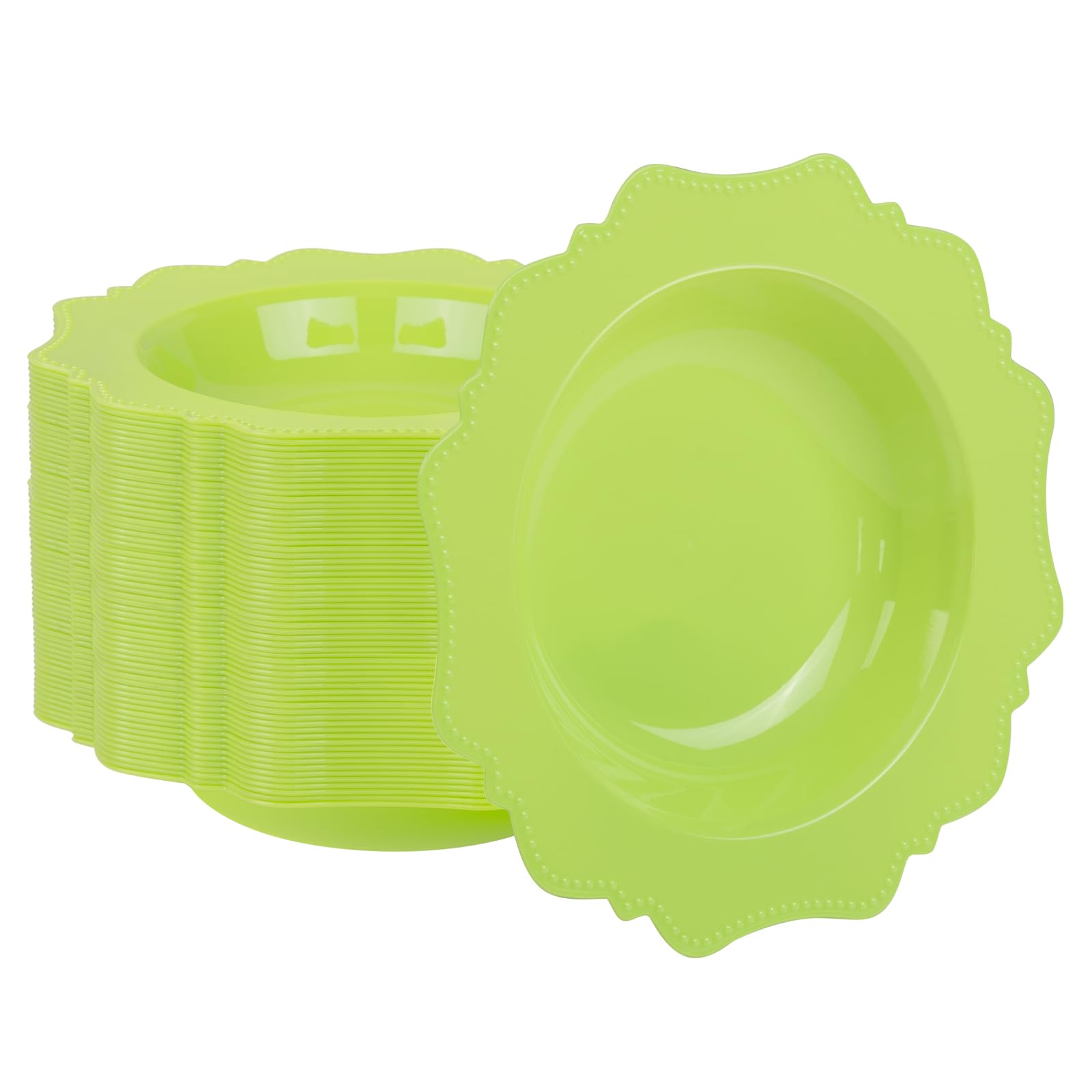 COLOSUS 60 Pack Lime Green Plastic Bowls, 12 oz Disposable Soup Bowls, Premium Plastic Dinner Bowls,Heavy-duty Dessert Salad Bowl for Party, Wedding,