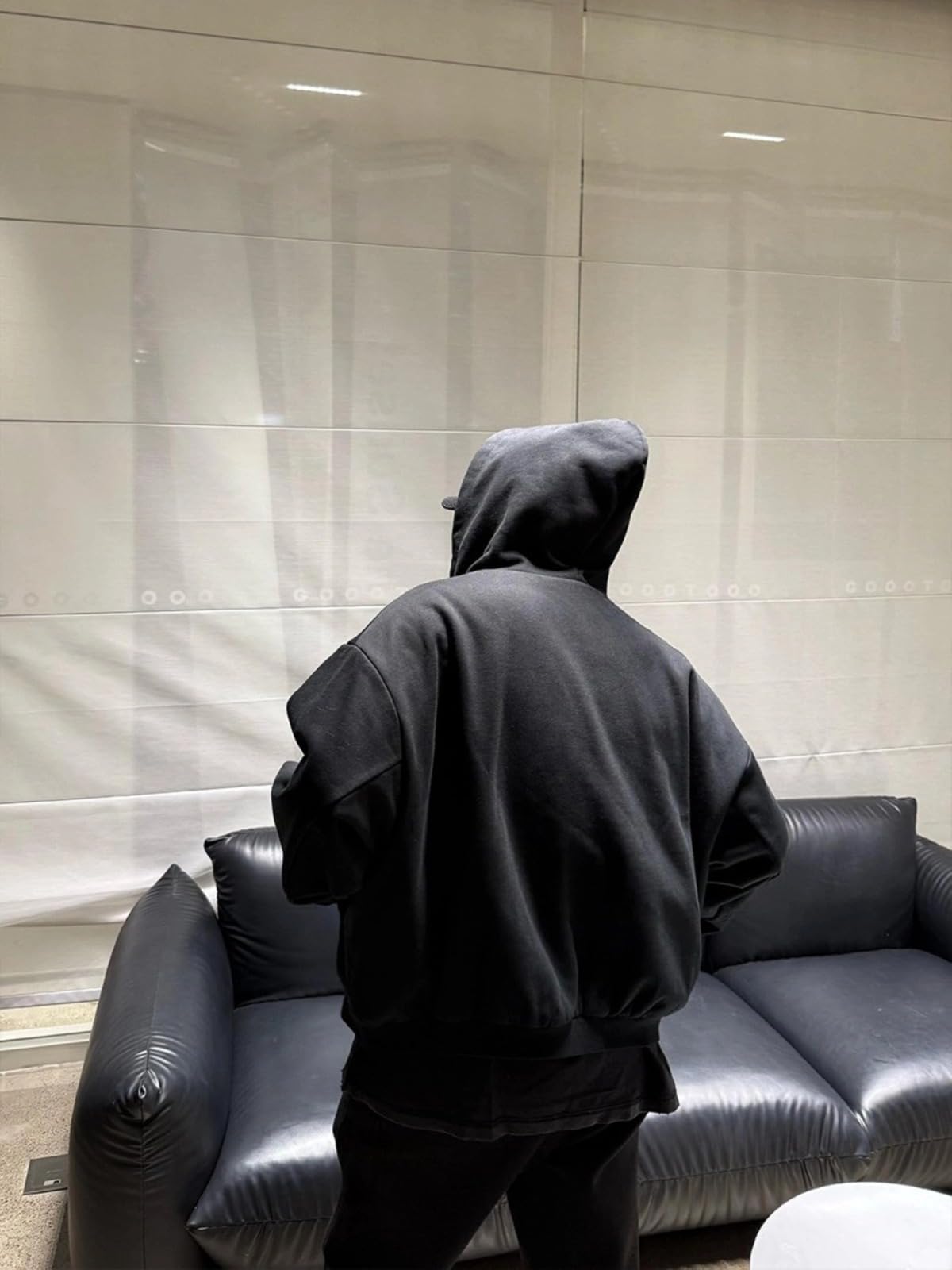 Herren Hoodie mit Reißverschluss Reversible Karierte Jacke Y2K Kapuzenpulli Kapuzenjacke