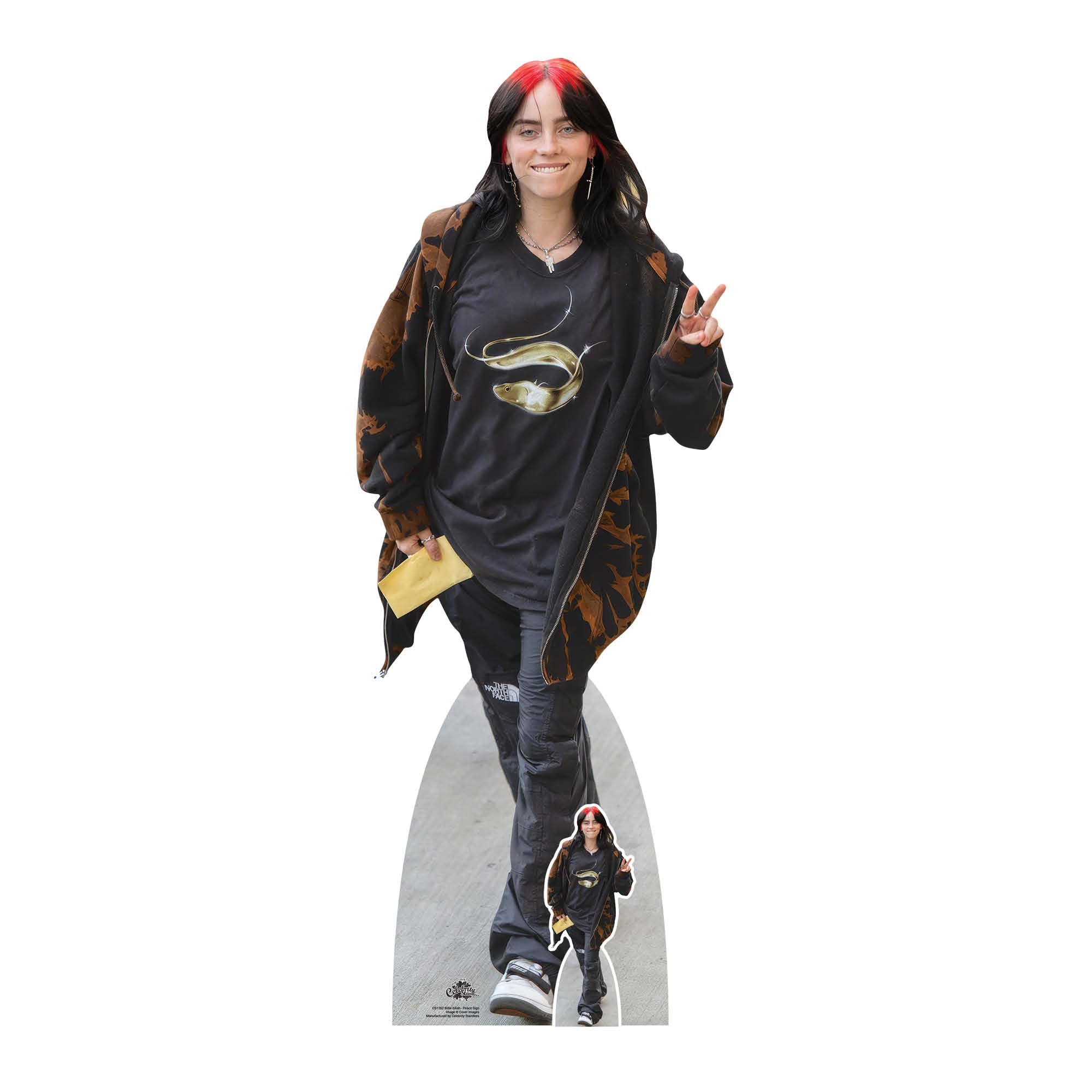 Star Cutouts CS1262 Billie Eilish Peace Sign Lifesize Cardboard Cutout 162cm β Music Icon Party Decoration, Bedroom Display & Fan Gift