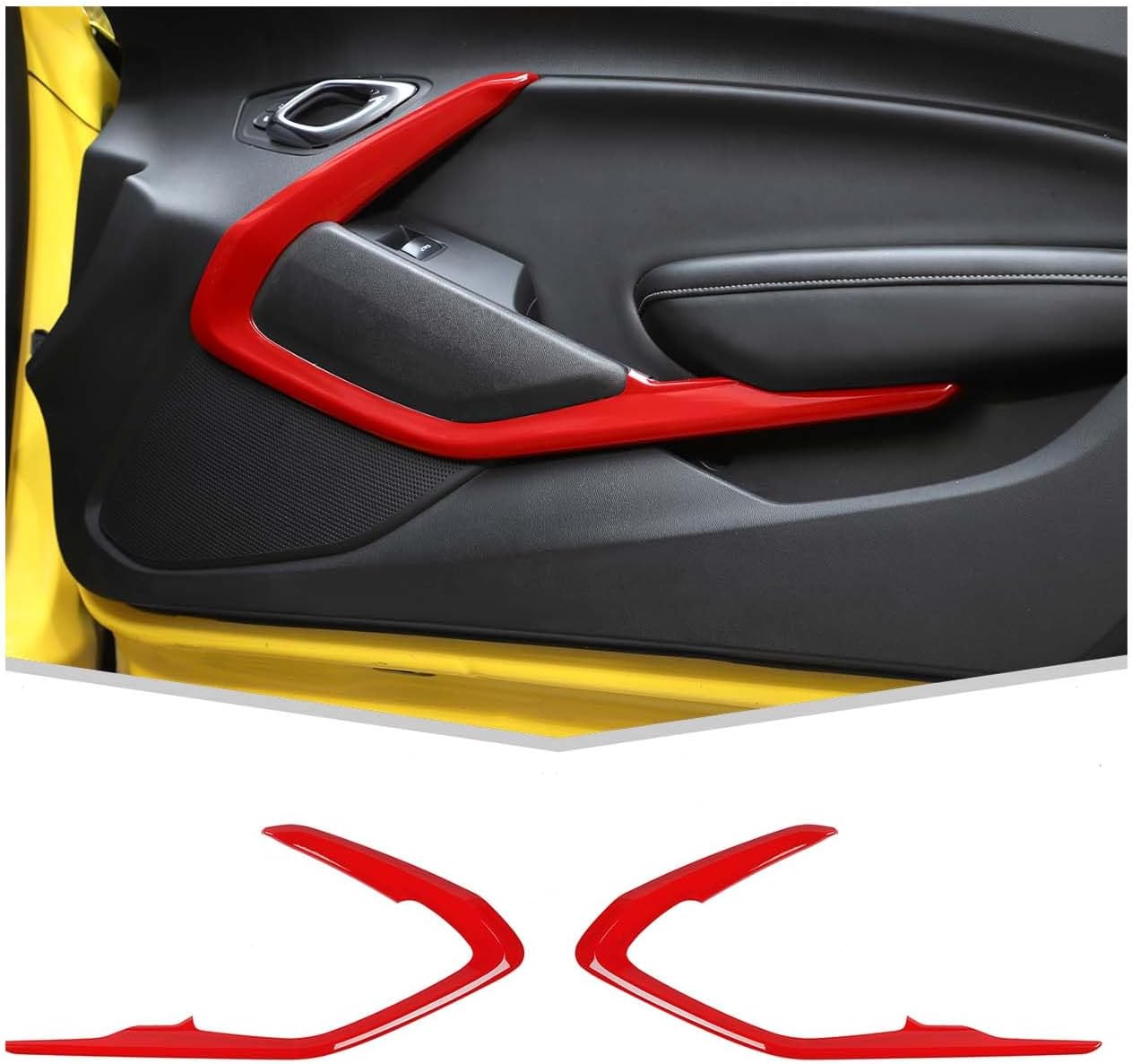 JeCar Inner Door Handle Panel Trim Covers Compatible with Chevy Camaro Interior Accessories 2016-2025, Red