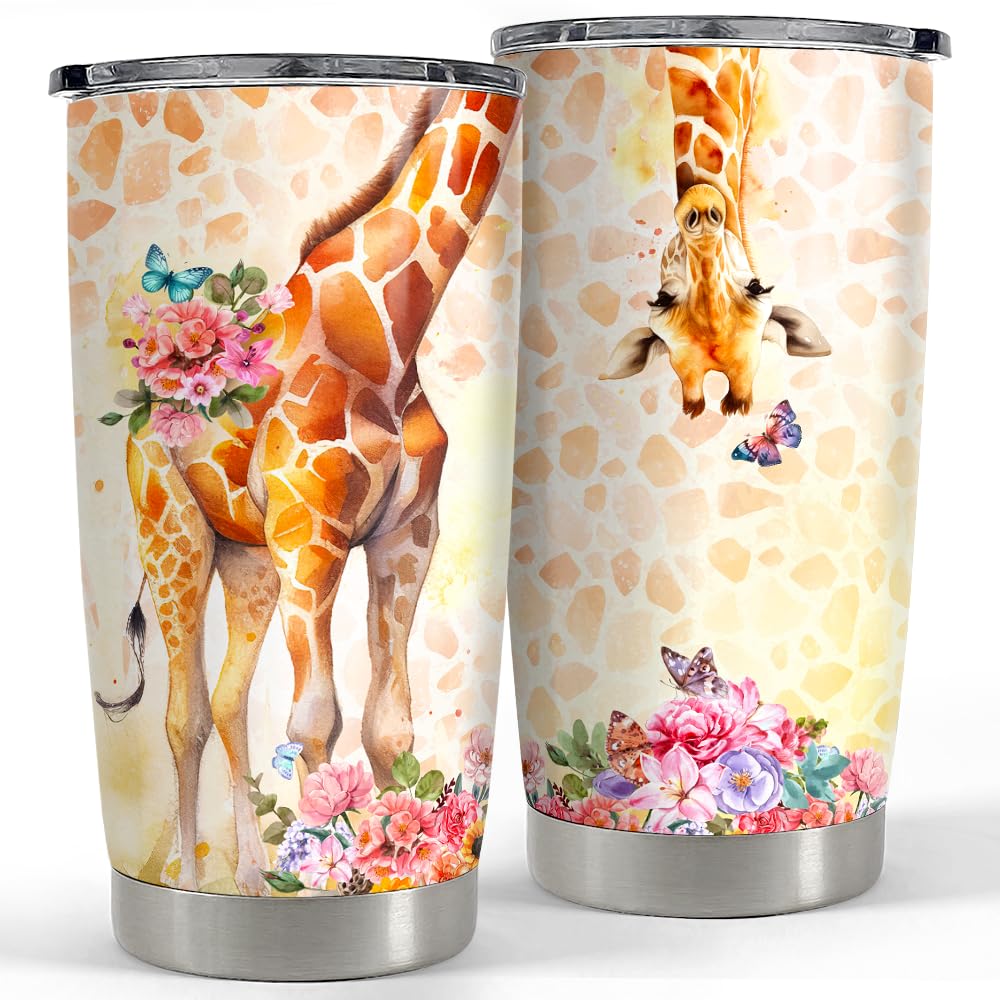 SANDJEST Giraffe Tumbler 20oz Stainless Steel Insulated Tumblers Coffee Travel Mug Cup Giraffe Gifts for Women Girls Teen Gift for Birthday Christmas
