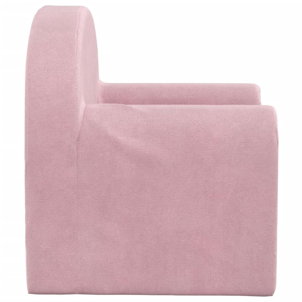 vidaXL Sofá Cama para Niños, Sillón con Respaldo Reposabrazos, Mini Sofá Infantil, Asiento para Dormitorio Sala de Juegos, Felpa Suave Rosa
