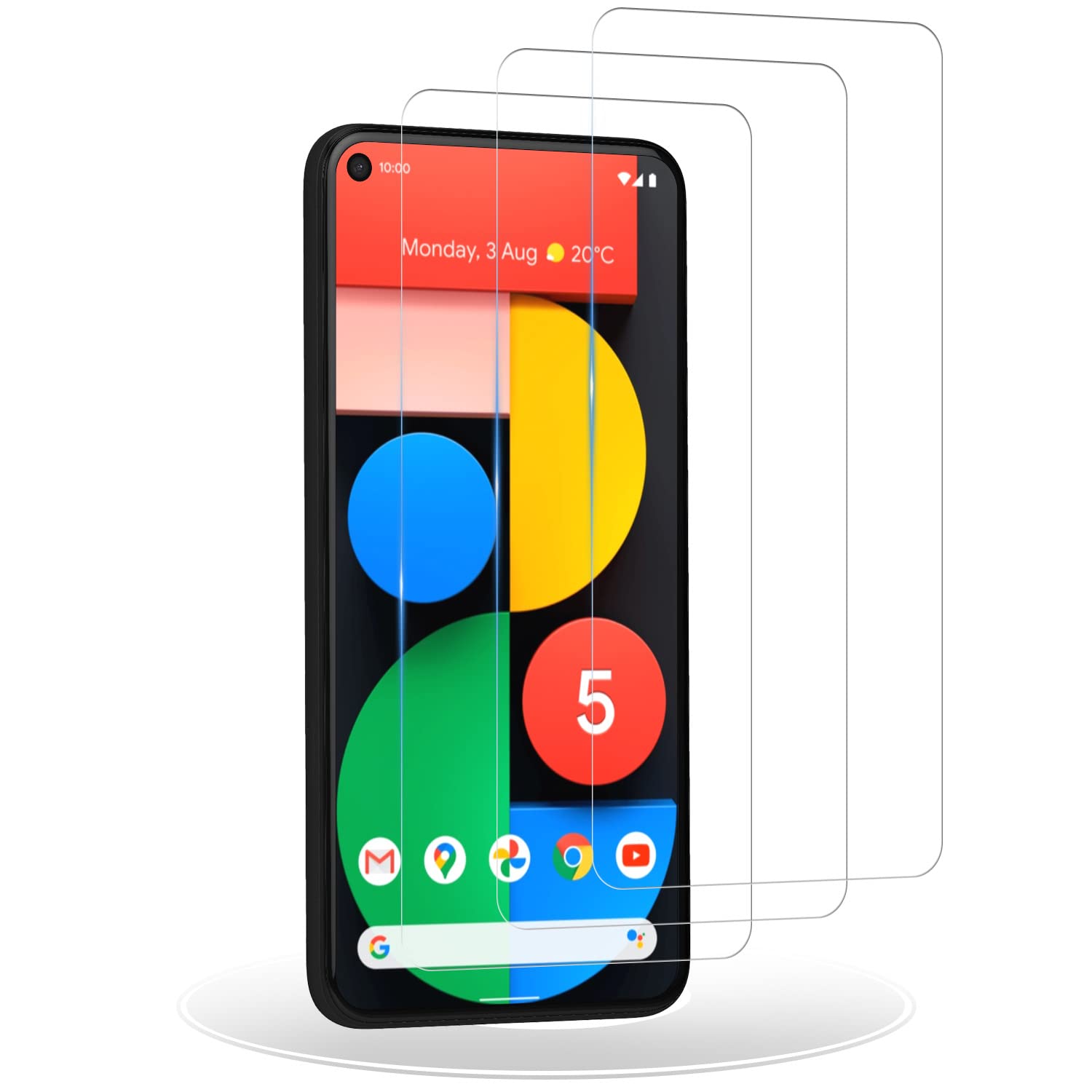 CNXUSTempered Glass Screen Protector for Google Pixel 5, [Pack of 3] Screen Protector for Google Pixel 5, HD Clear Glass, Anti-Scratch, 9H Hardness, Anti-Bubble