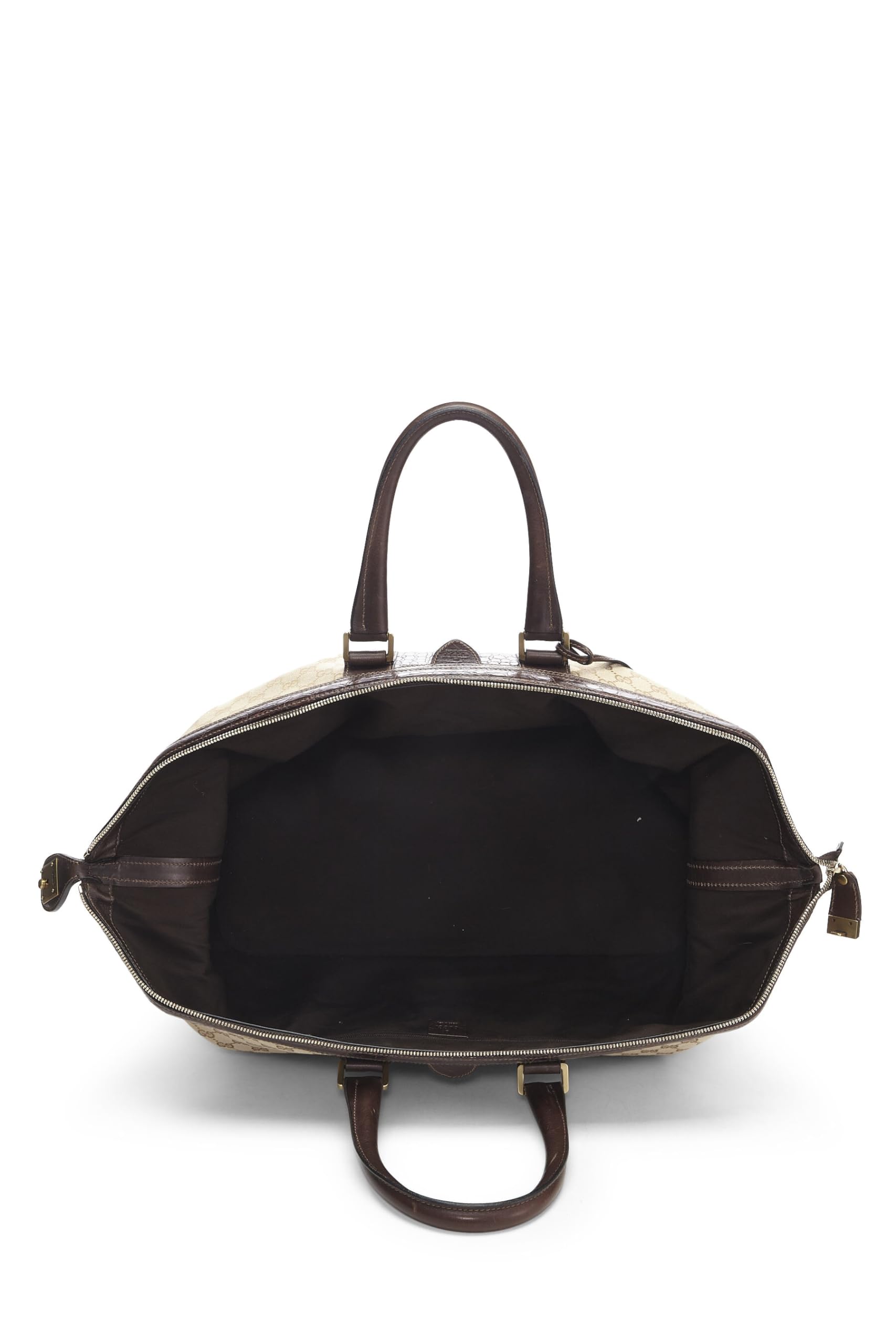 Gucci, Pre-Loved Beige GG Canvas & Alligator Boston Large, Brown