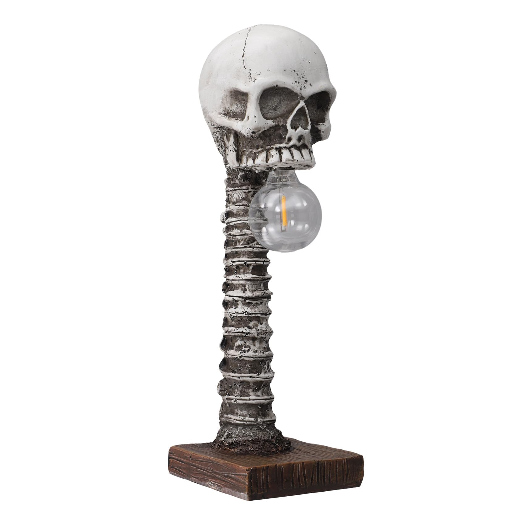 CTRLZS Resin Skull Skeleton Spine Table Lamp Horror 3D Statue Desk Light for Halloween Decoration Home Decor