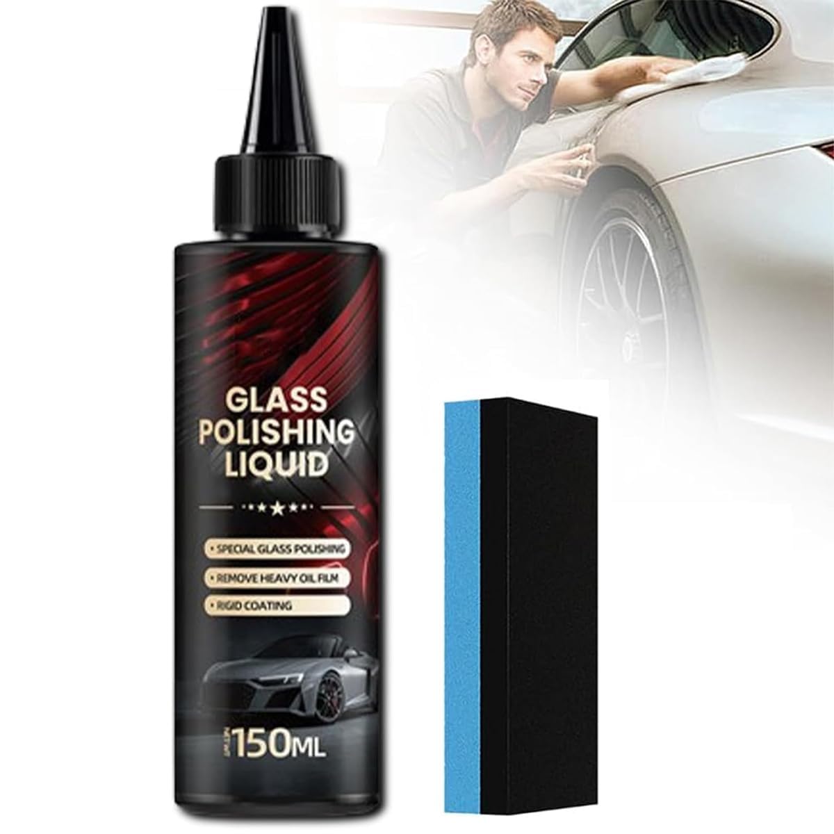 Auto Glass Scratch Care Polishing Fluid, 2025 New Glass Oil Film Remover for Car Window,Liquid Glass Polish,Paint Restorer,Car Scratch Remover for Minor Scratches,Eliminates Coatings Waxes Oils (1)