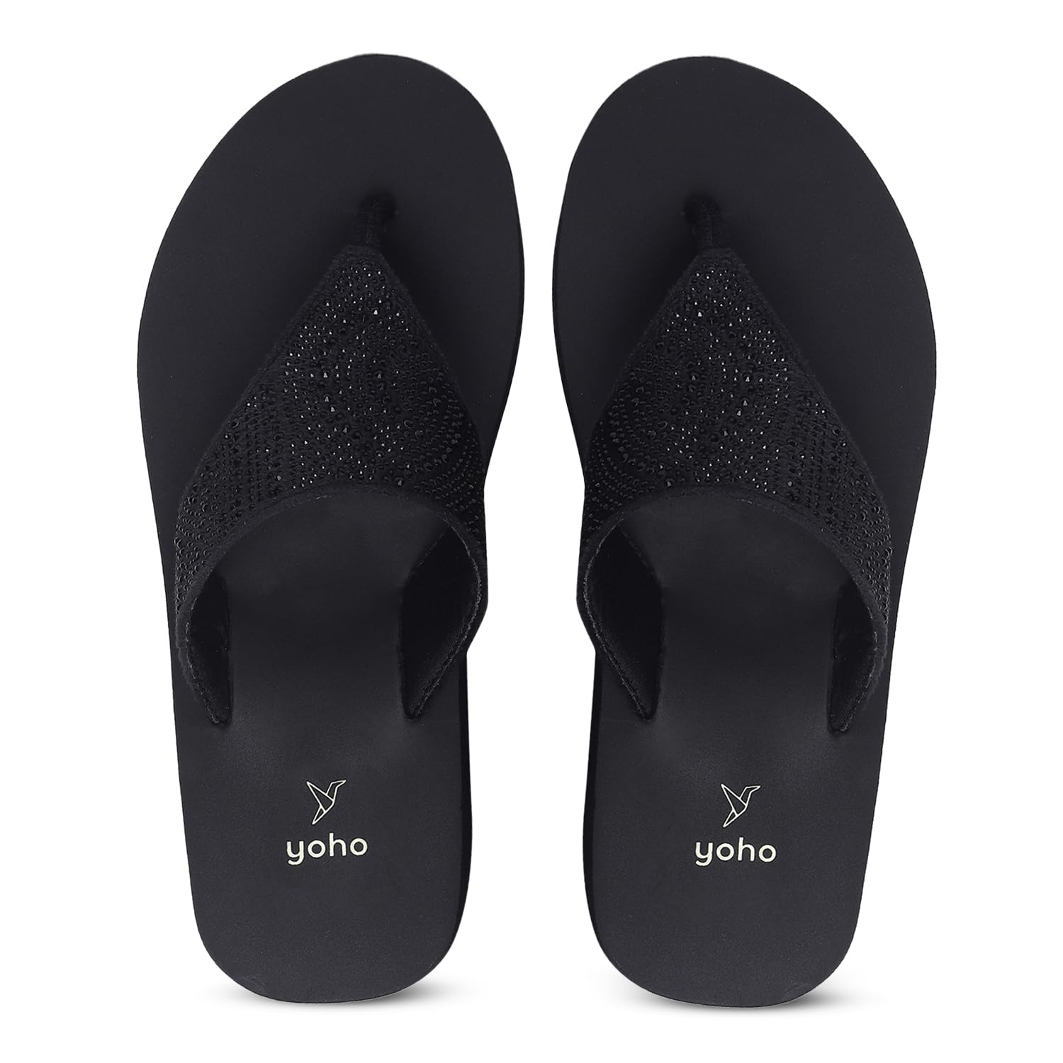 YOHO SDL 107 Slippers for Women | Velvet V-Strap Slip-On Chappals | Stylish Flat Footwear & Sandals for Ladies | Comfortable Platform for Daily Use